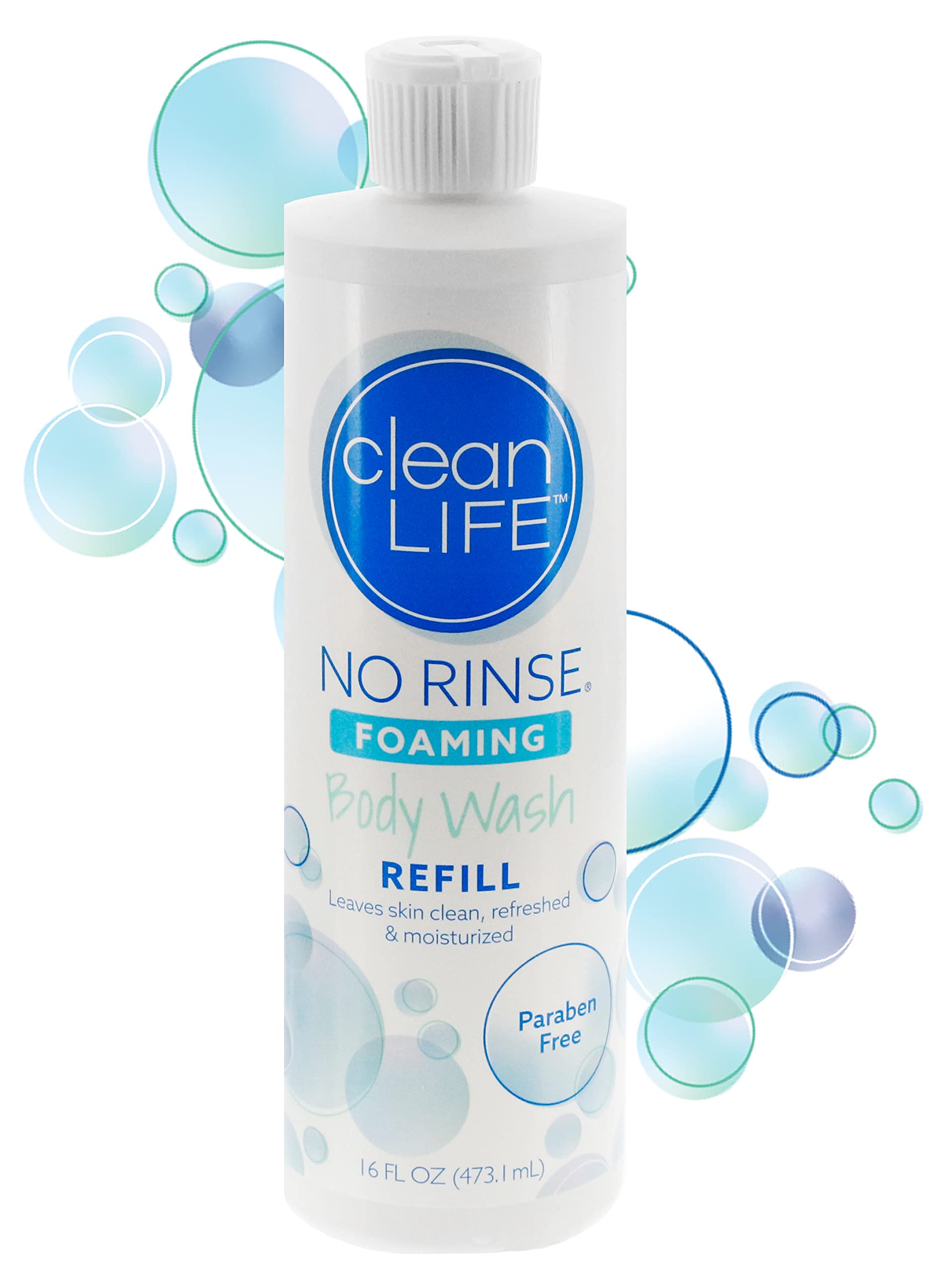 No-Rinse Foaming Body Wash Refill - 16 fl oz | Rinse-Free Formula for Clean, Refreshed & Moisturized Skin | Compatible with All Foamer Bottles | Perfect for Travel, Gym, and Bedside Use