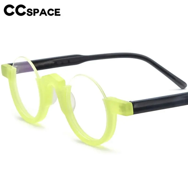 CCspace Unisex Semi-Rim Round Acetate Eyeglasses 56887 - Lightweight & Durable Frame for Men & Women - Perfect for Reading, Working & Daily Wear