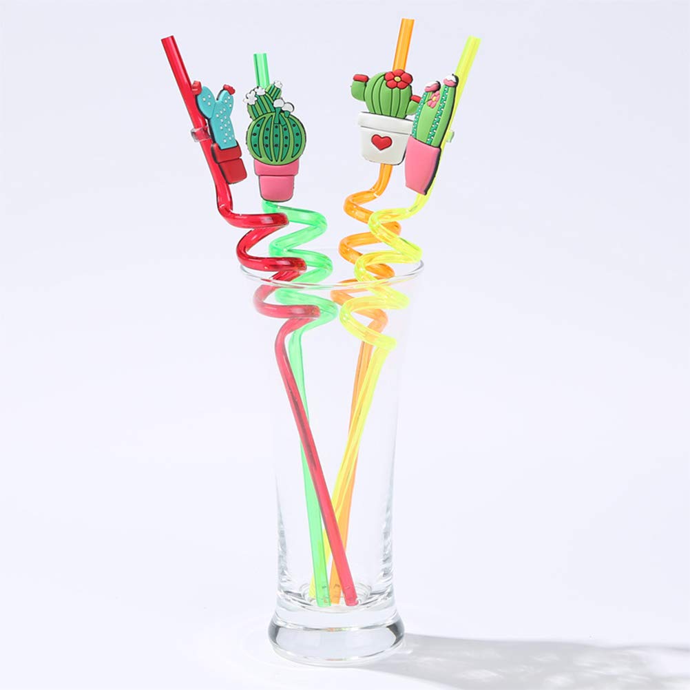 DOITOOL 16PCS Fun Colorful Kids Drinking Straws - Reusable Cactus, Swirl, Twist & Loop Straws for Smoothies, Juice & Party Drinks - BPA Free Child Safe Straws for Home, School & Birthday Parties
