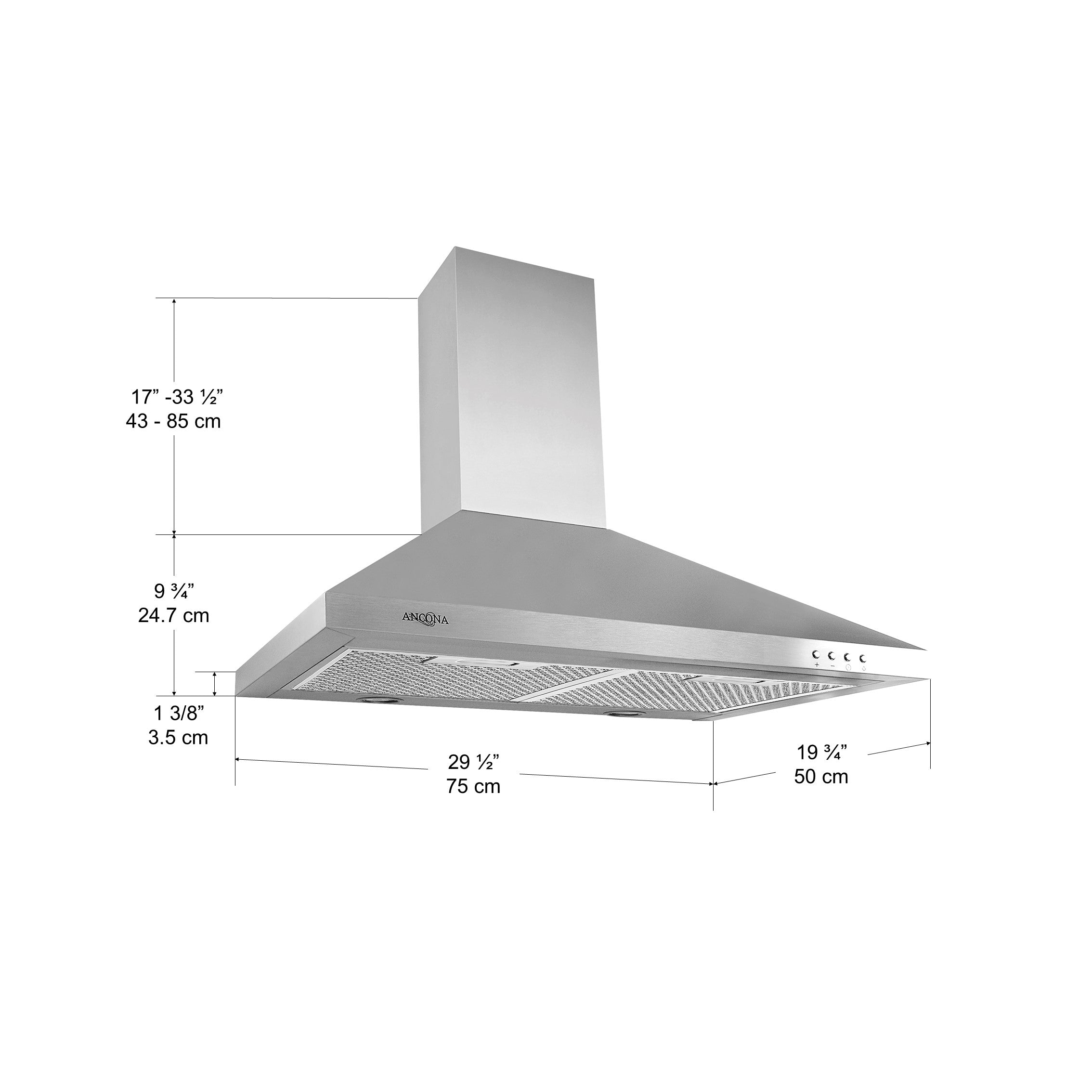 WPP530 Stainless Steel Pyramid Wall Mount Range Hood - Powerful 900 CFM Kitchen Ventilation for Smoke & Odor Removal - Perfect for Modern & Luxury Home Kitchens