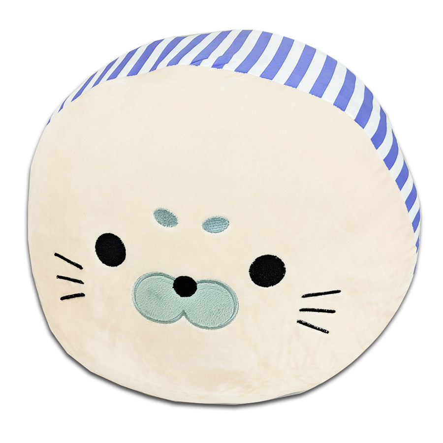 Squishy Striped Seal Face Pillow - Sally The Seal Plush Cushion for Kids, Teens & Adults | Perfect for Napping, Travel, Home Decor & Stress Relief