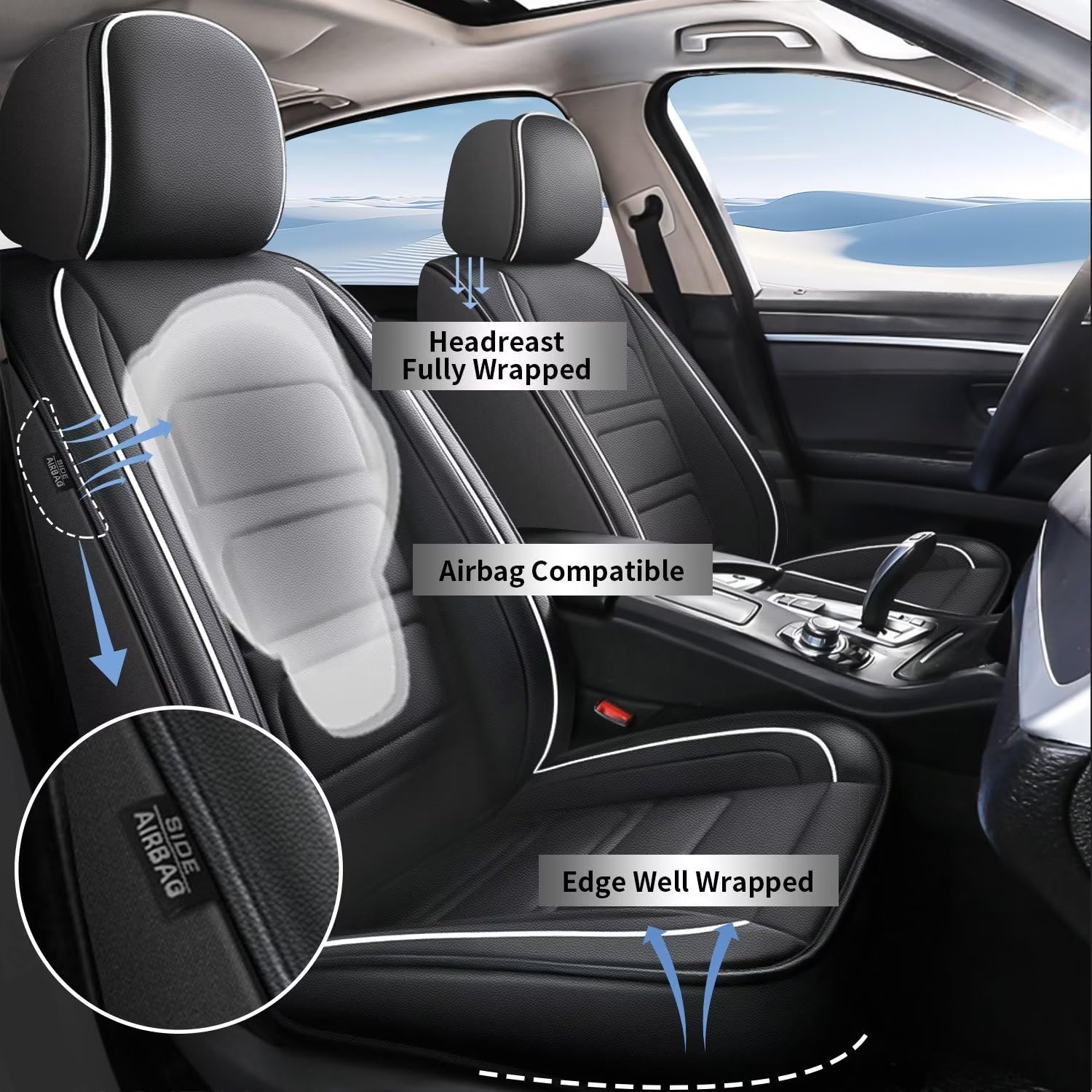 TTX LIGHTING Waterproof Leather Car Seat Covers Full Set (5 Seats) for Subaru Impreza 2012-2025 - Black Automotive Seat Protector | Perfect for Daily Commuting, Road Trips & Family Protection