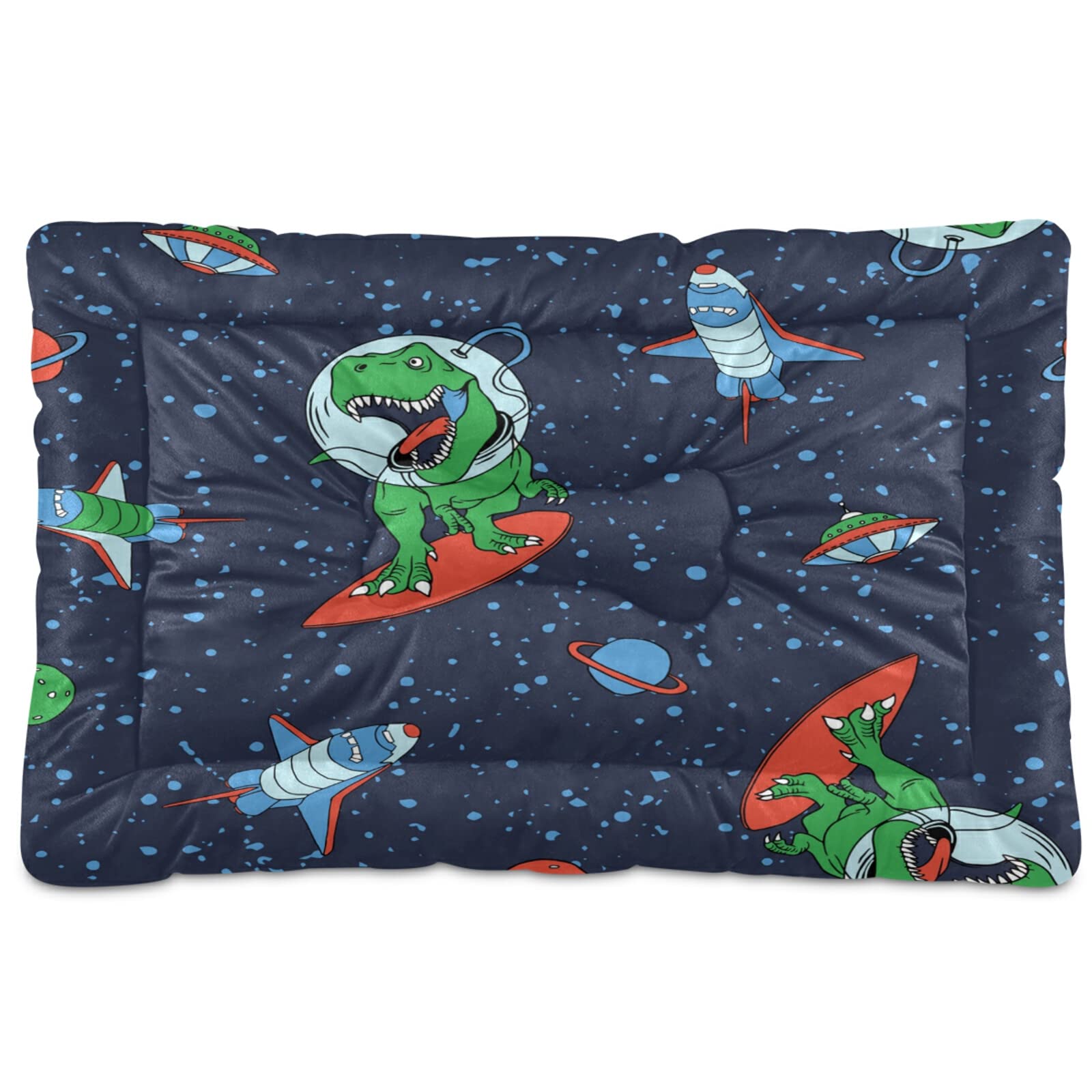 Xigua Astronaut Dinosaur Pet Bed - Ultra Soft Rectangle Dog & Cat Bed for Small to Medium Pets, 24x18 Inch - Cozy Calming Bed for Puppies, Kittens, and Adult Pets | Perfect for Bedrooms, Living Rooms & Pet Crates