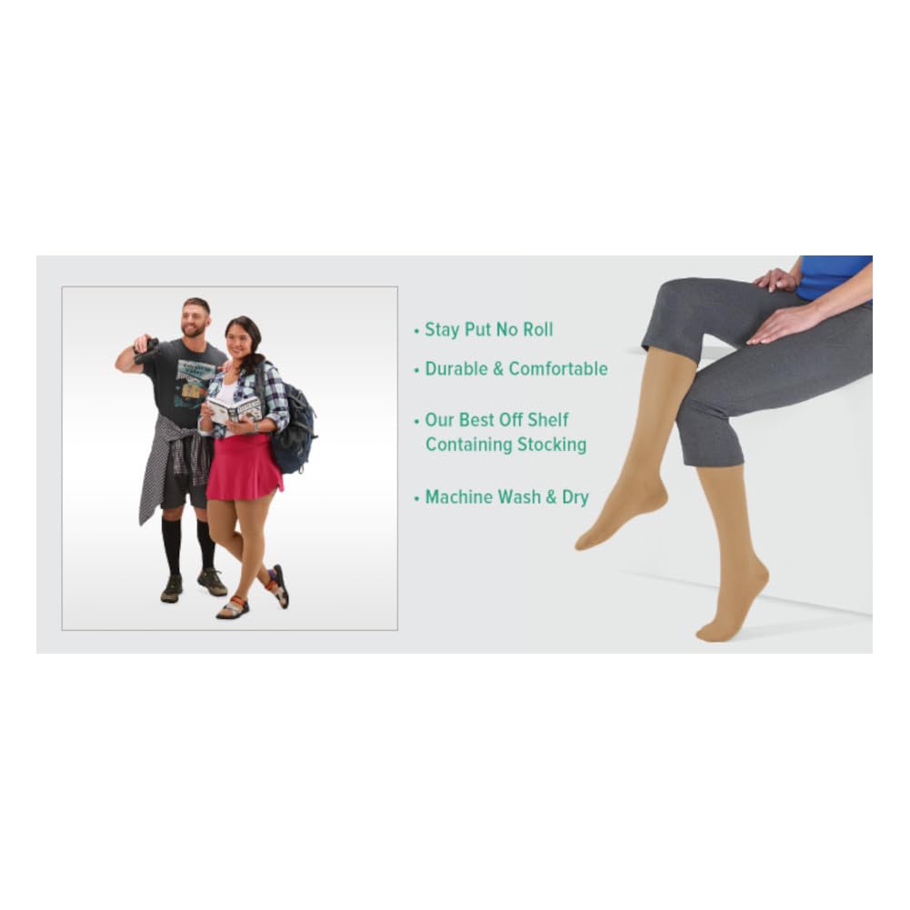Juzo Dynamic Varin Closed Toe Compression Stockings 30-40 mmHg for Men & Women - 2-Way Stretch Knee High Socks with Silicone Top Band | Medical Grade Compression Therapy | Made in USA | Black | Petite Size | Ideal for Varicose Veins, Edema, Post-Surgery Recovery & Travel