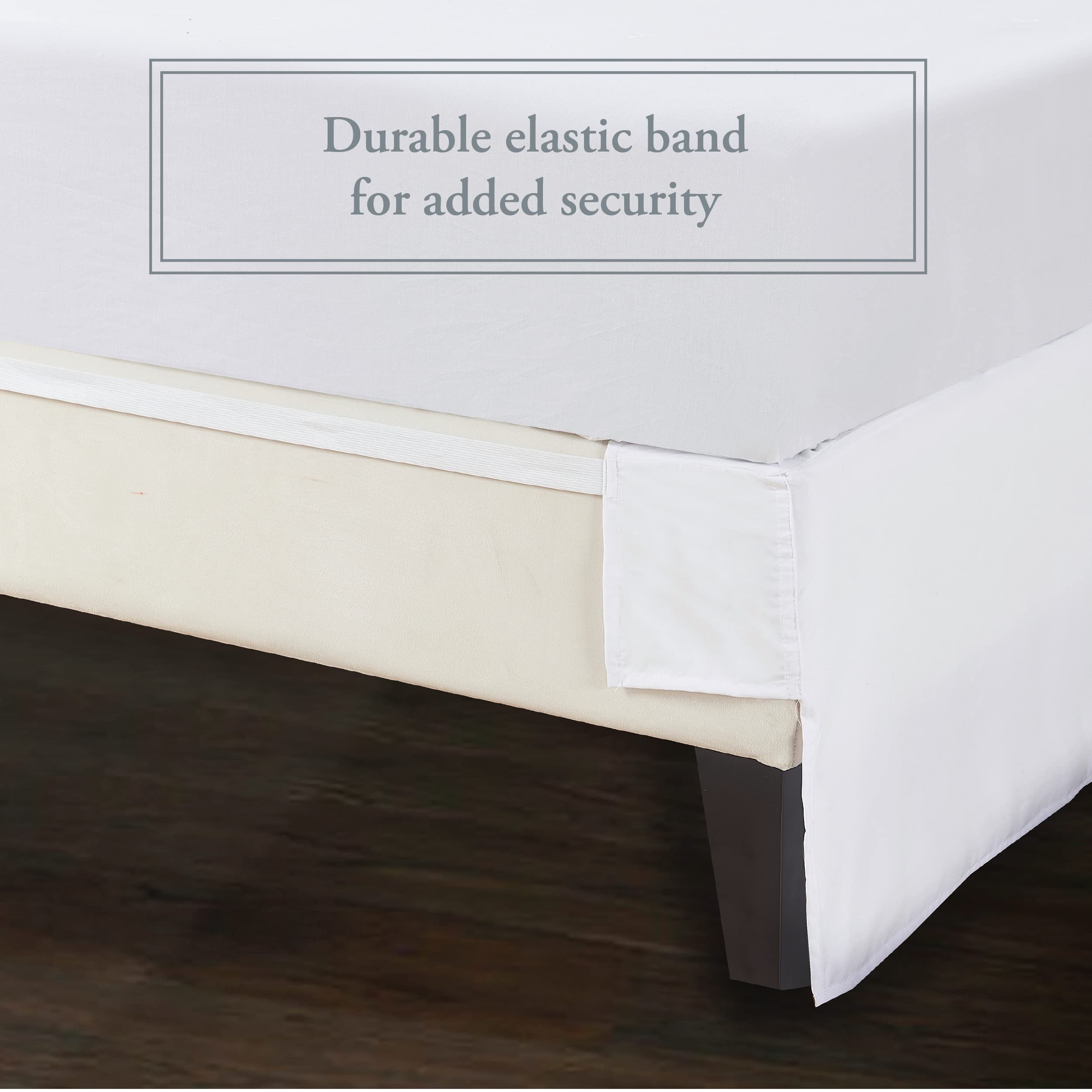 Microfiber Bed Skirt for Adjustable Beds - 15 Inch Drop, Tailored Wrap-Around Design, Full Size, White - Perfect for Modern Bedrooms & Guest Room Styling