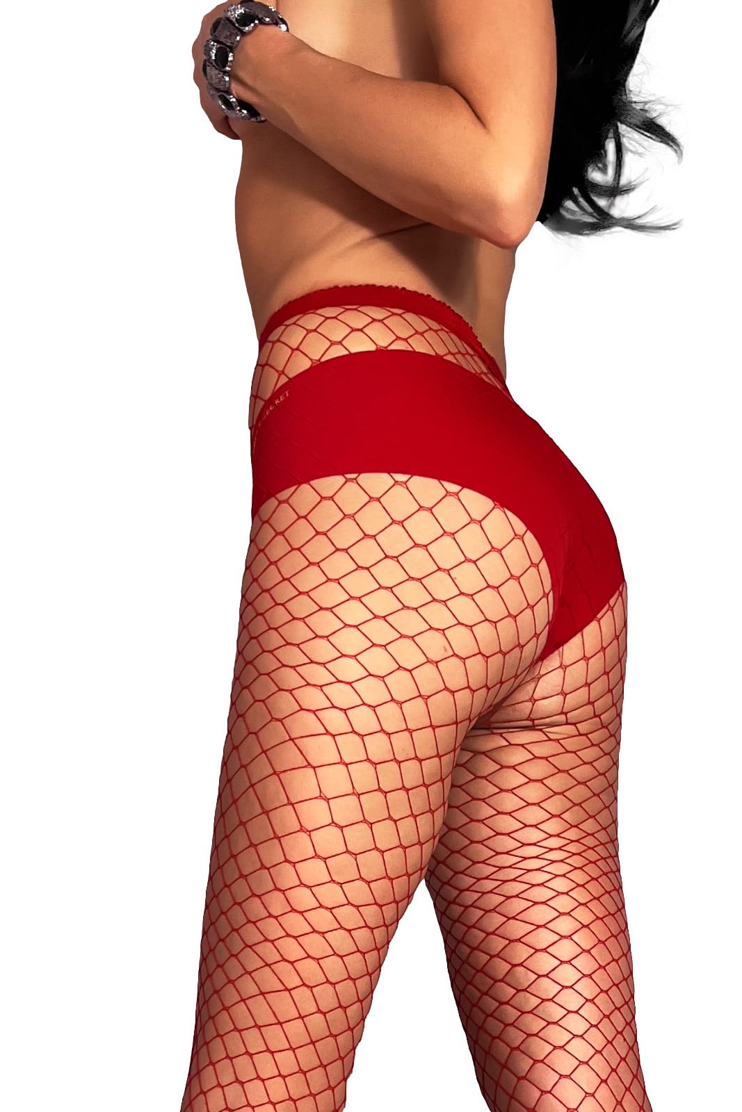 Mila Marutti Women's High Waist Fishnet Tights - Sexy Lingerie Stockings & Pantyhose for Date Night, Cosplay, and Fashion Outfits