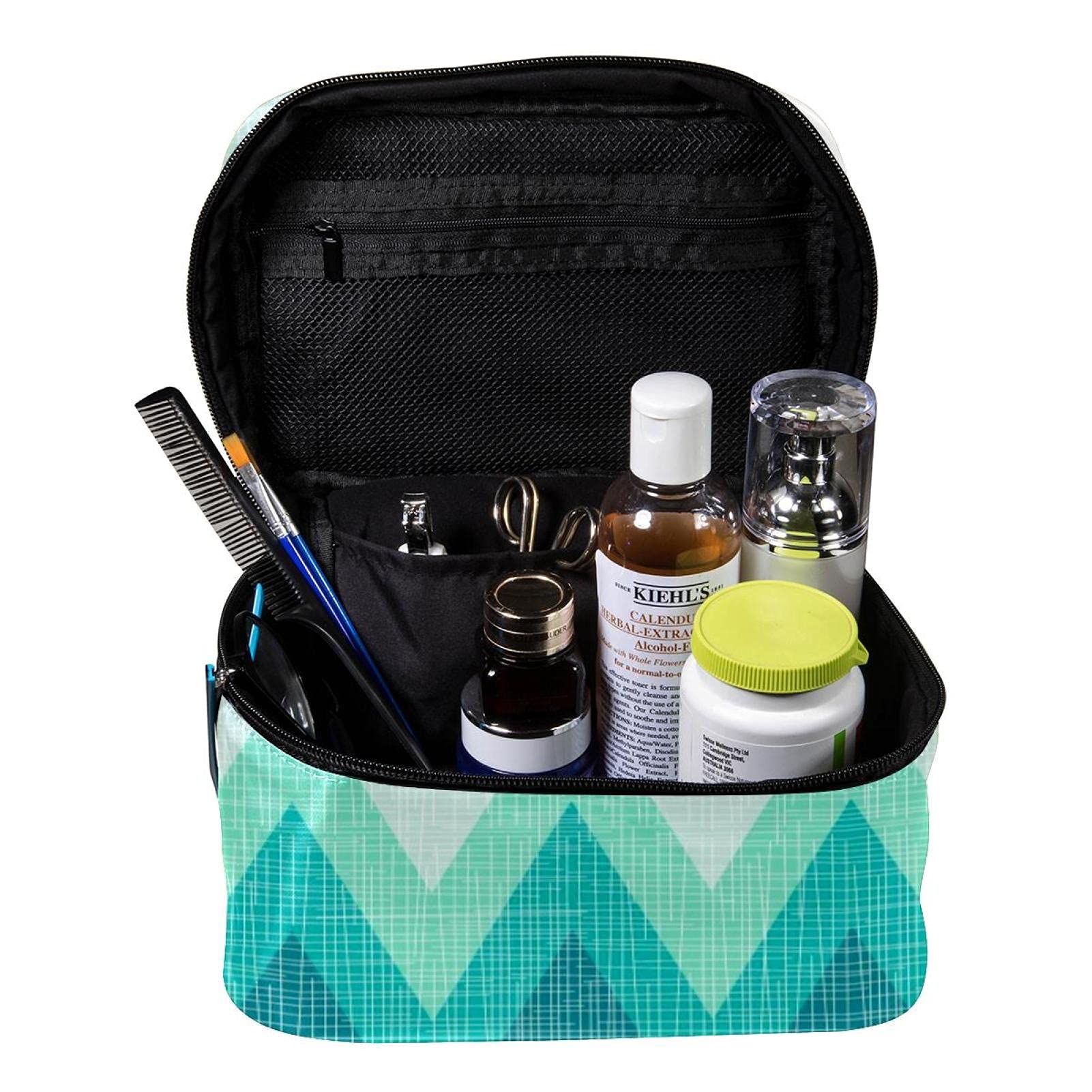Colorful Waves Cosmetic Bag - Large Travel Makeup Organizer for Women | Perfect for Vacation & Daily Use