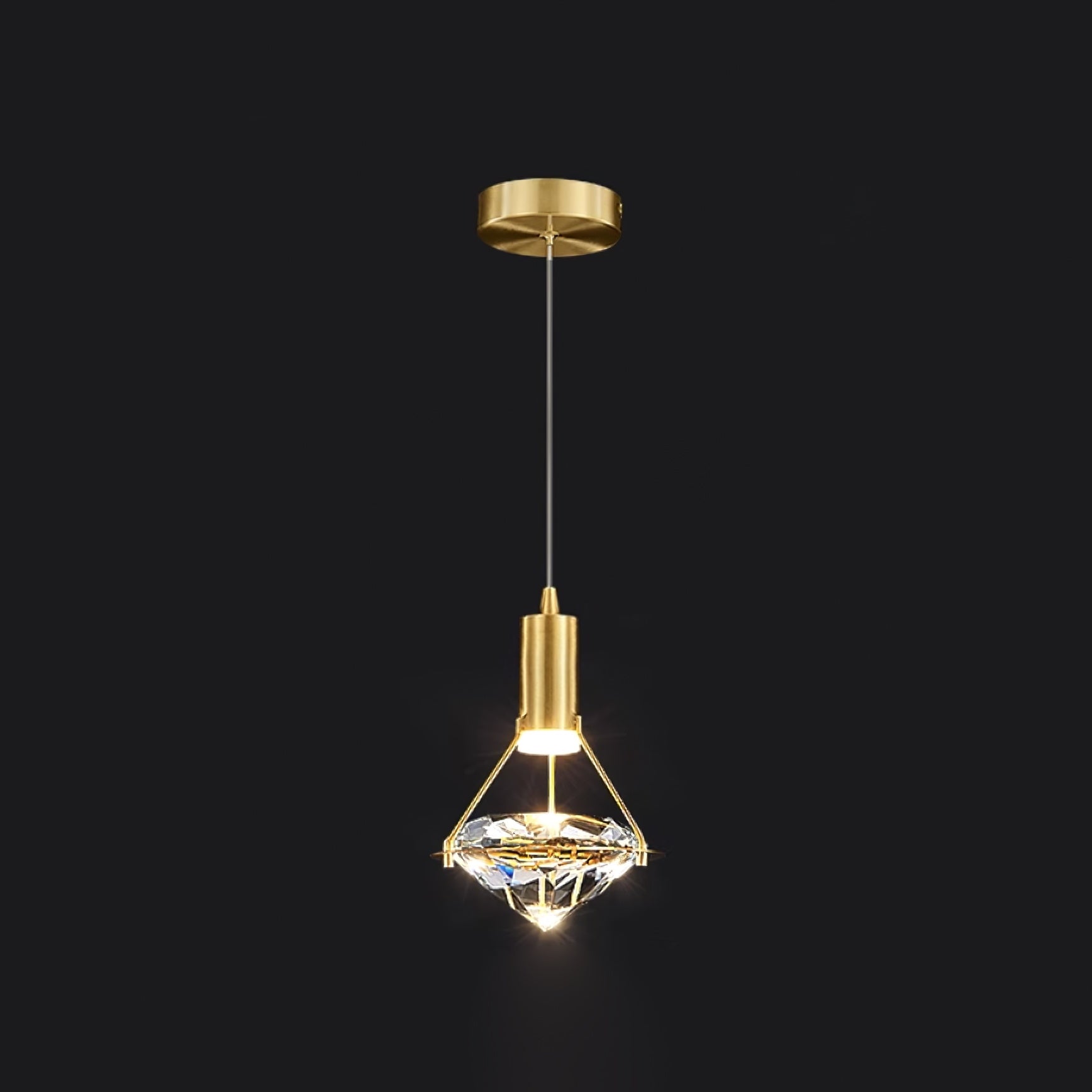 Elegant Diamond Pendant Light - Modern Crystal Chandelier for Dining Room, Bedroom, or Living Room Ceiling Decor