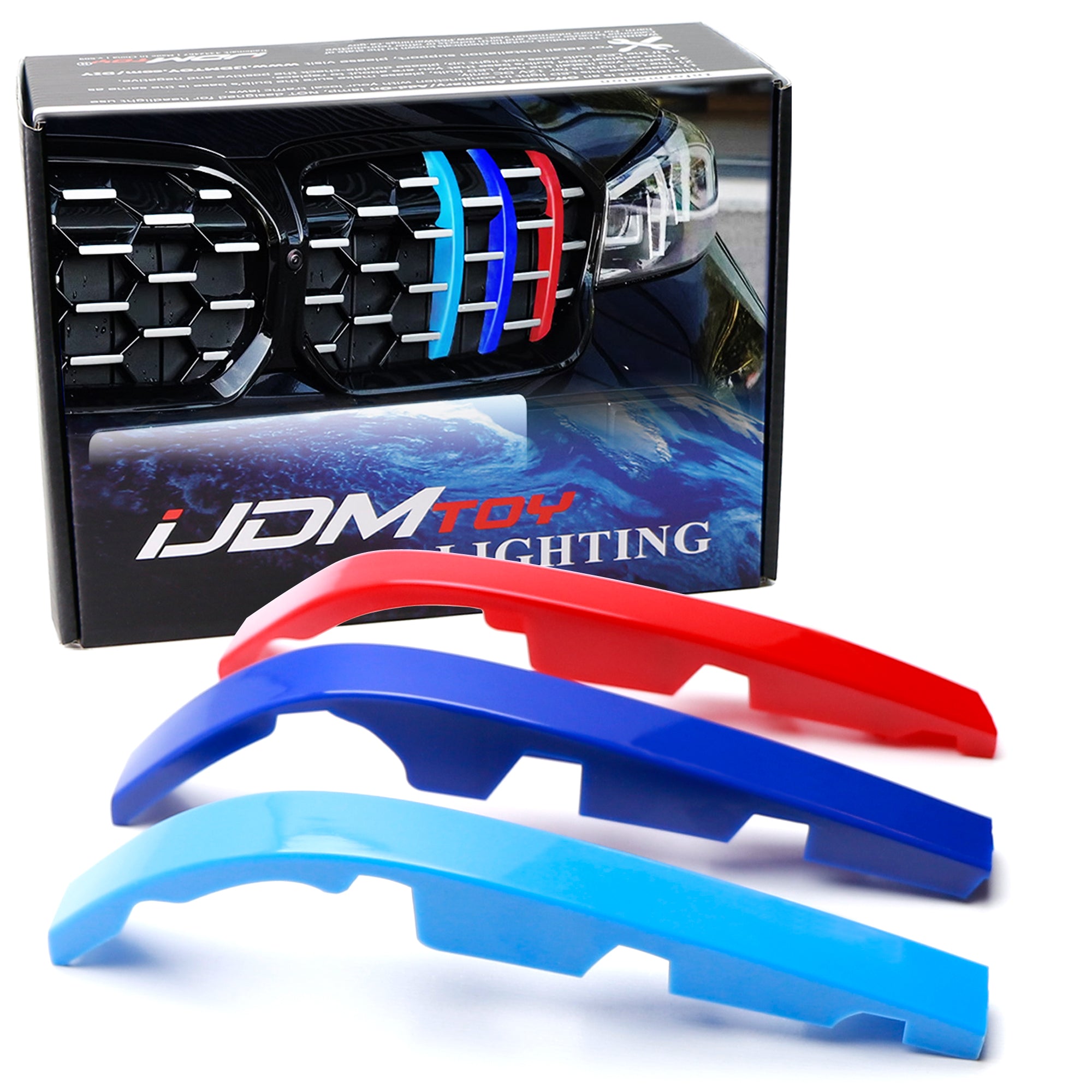 BMW G20 3 Series LCI (2023+) Diamond Shape Grille Insert Trims with ///M Color Stripes - Upgrade Your Front Grille for Sporty Style & Custom Look - Perfect for Car Enthusiasts & BMW Modifications