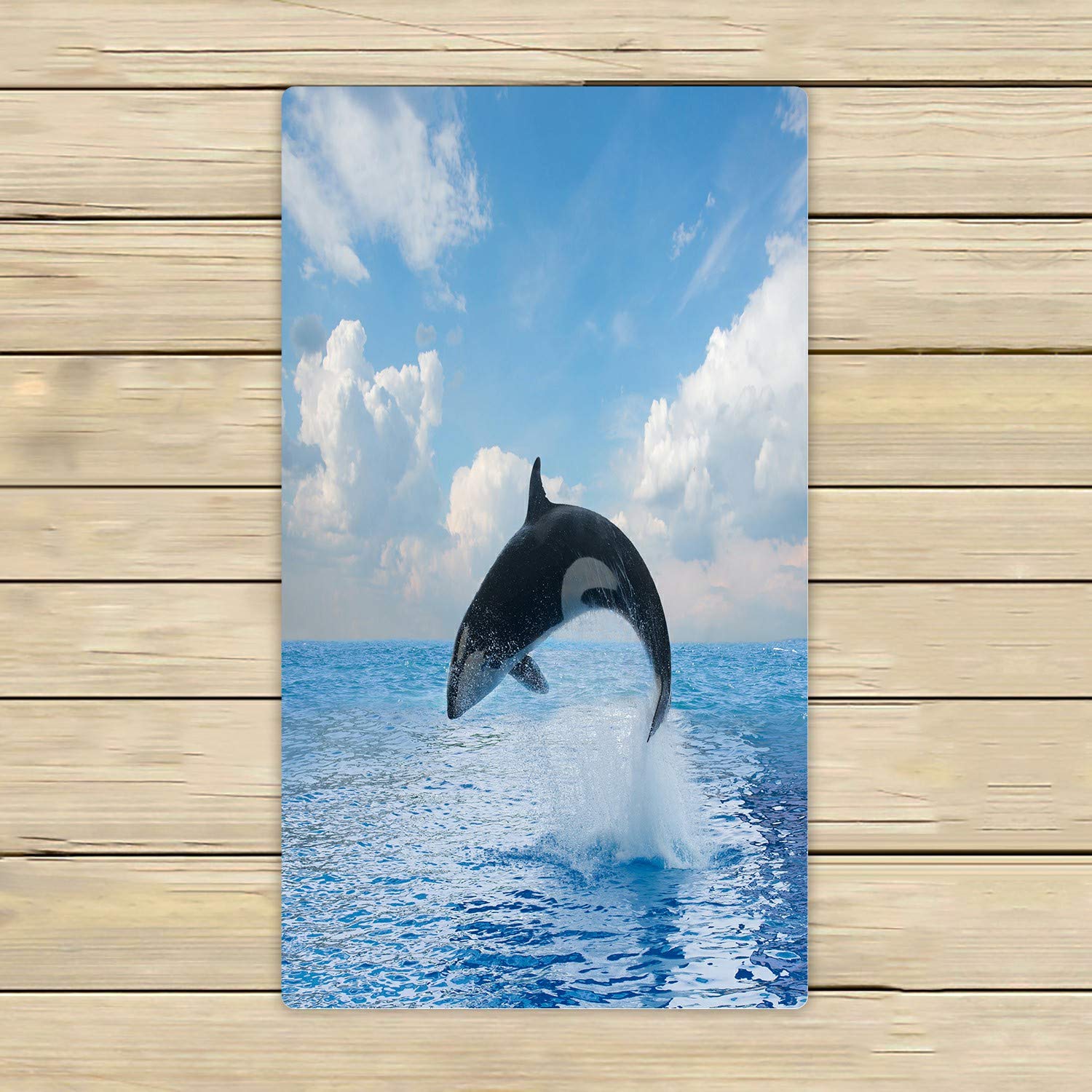 Premium Jumping Killer Whale Seascape Beach Towel - Soft Absorbent 16x28 Inch Bath & Shower Towel for Pool, Beach, Travel & Home Decor - Ocean Themed Coastal Bathroom Accessories