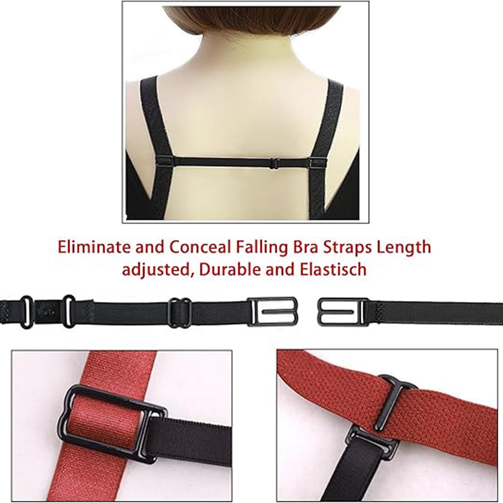 Bra Strap Clips for Women - 12 Pack Bra Straps Holder in Black, White & Beige - Adjustable Racerback Converters for Full Cup Bras - Perfect for Sports, Workouts & Everyday Comfort