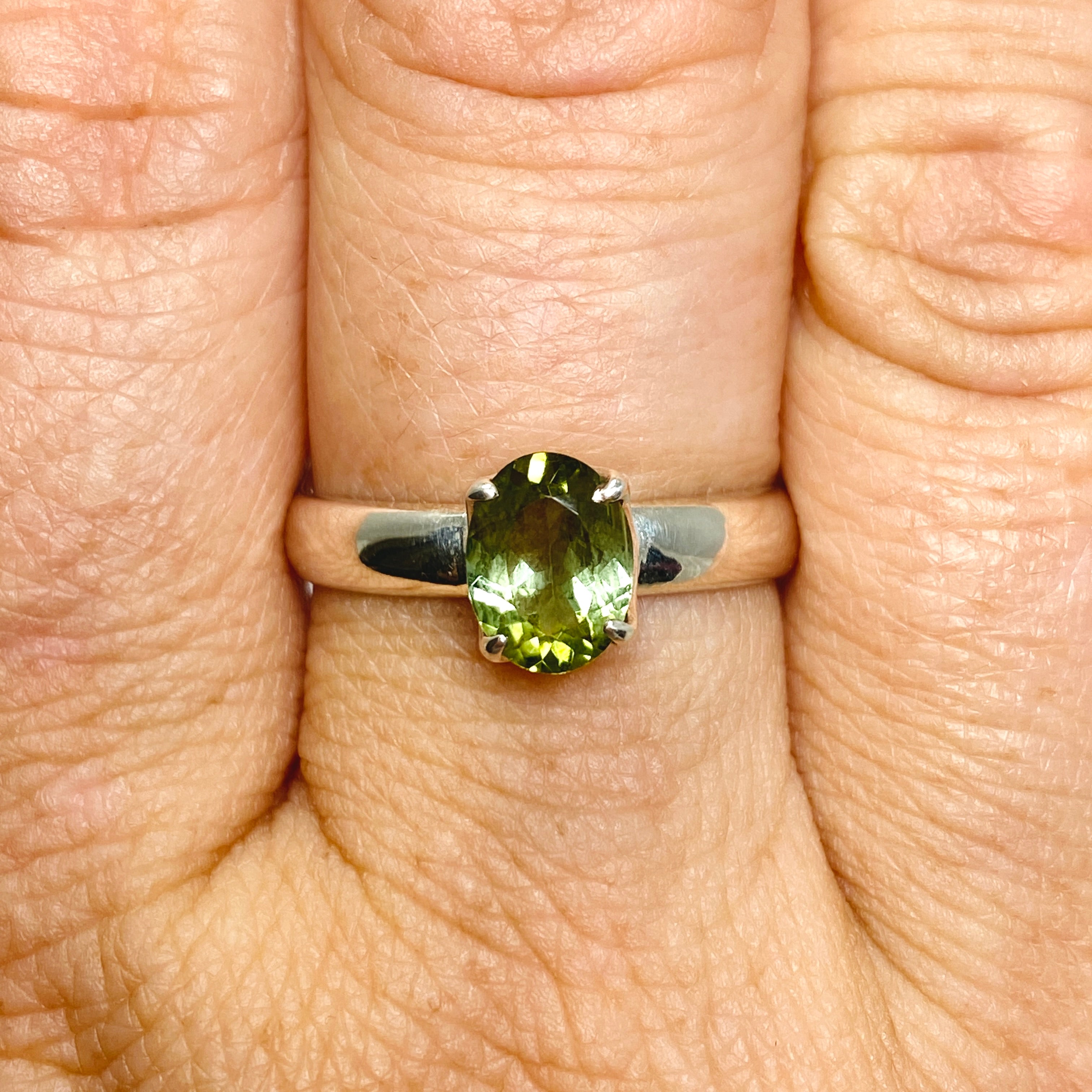 Green Tourmaline Oval Faceted Ring Size 9 - PRGJ725 - Elegant Jewelry for Women, Perfect for Weddings, Parties & Special Occasions