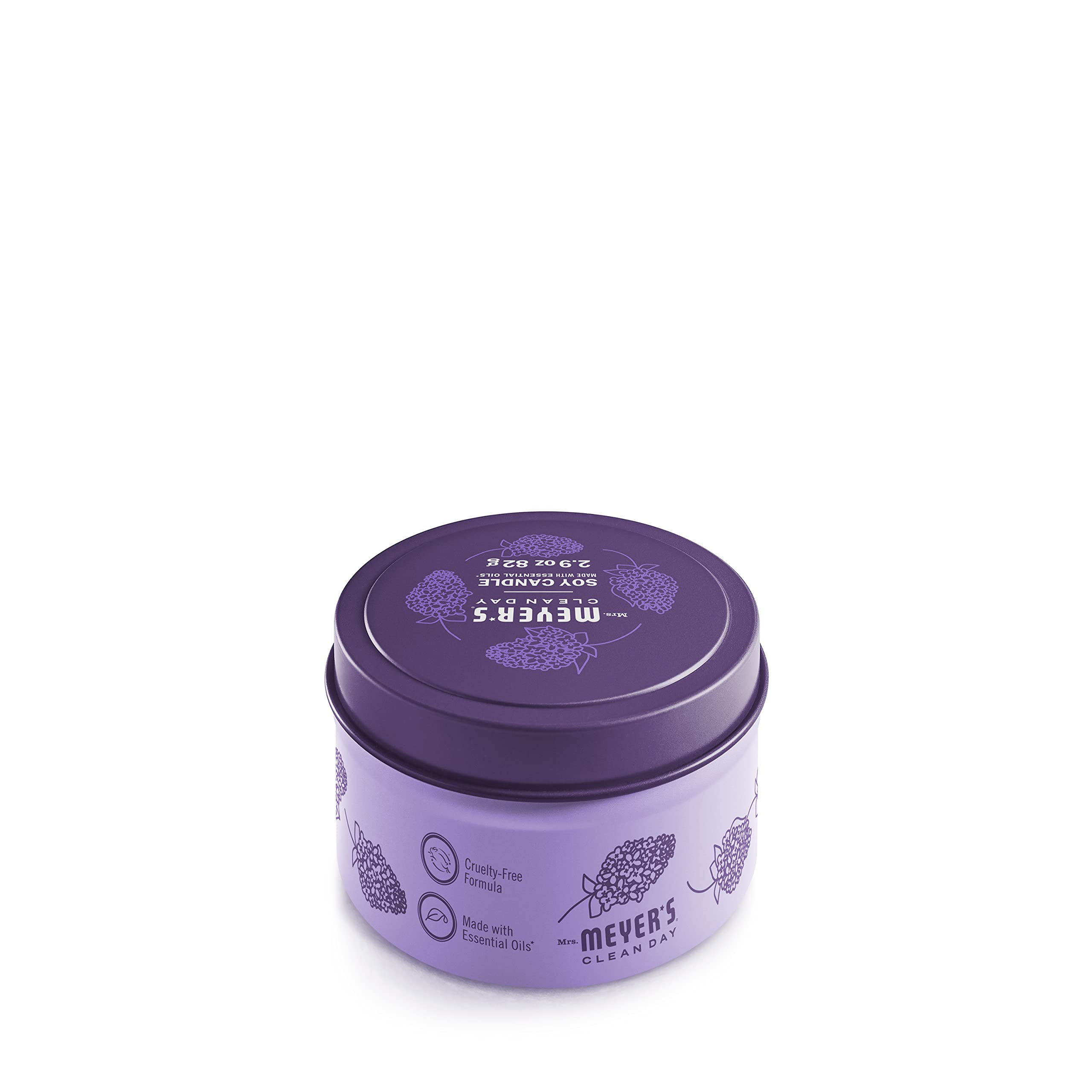 Mrs. Meyer's Clean Day Soy Candle - 12 Hour Burn Time, Natural Soy Wax & Essential Oils, Lilac Scented, 2.9 oz - Perfect for Home Relaxation, Spa Days & Aromatherapy