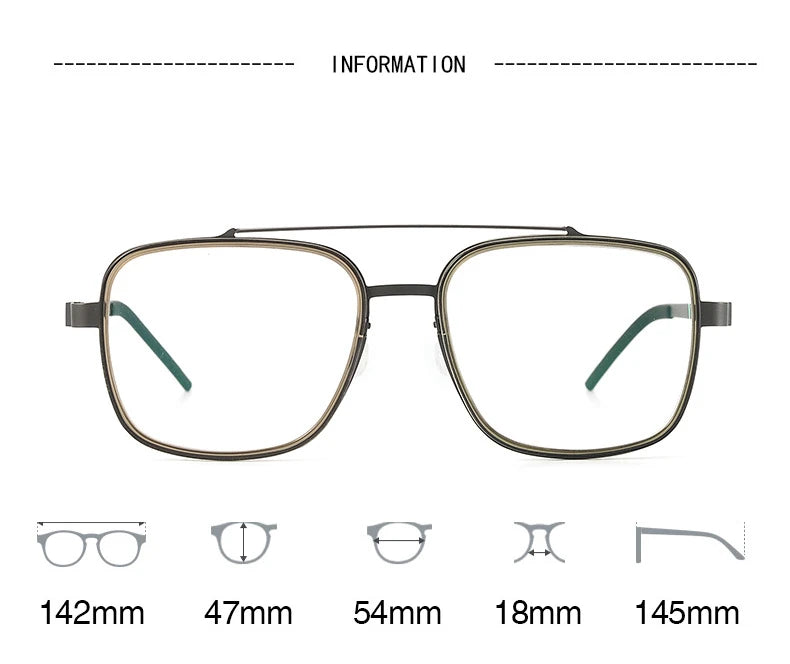 Stylish Black Unisex Titanium Square Full Rim Double Bridge Eyeglasses 19744 - Perfect for Work, Reading & Fashion Accessories