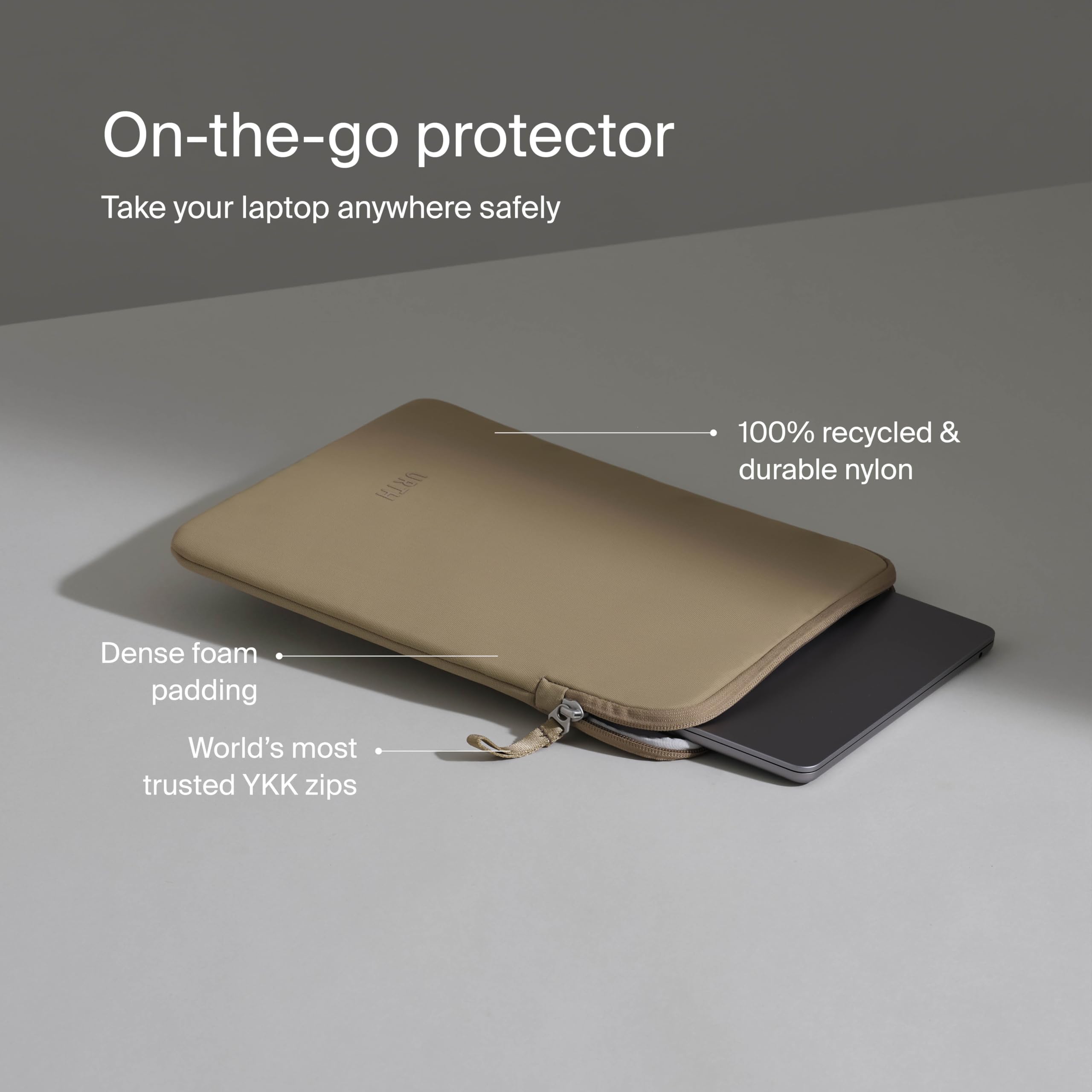 Urth Naos 15-16 Inch Padded Laptop Sleeve - Water Resistant Recycled MacBook Air/Pro Case (Black) | Perfect for Work, Travel & School Protection