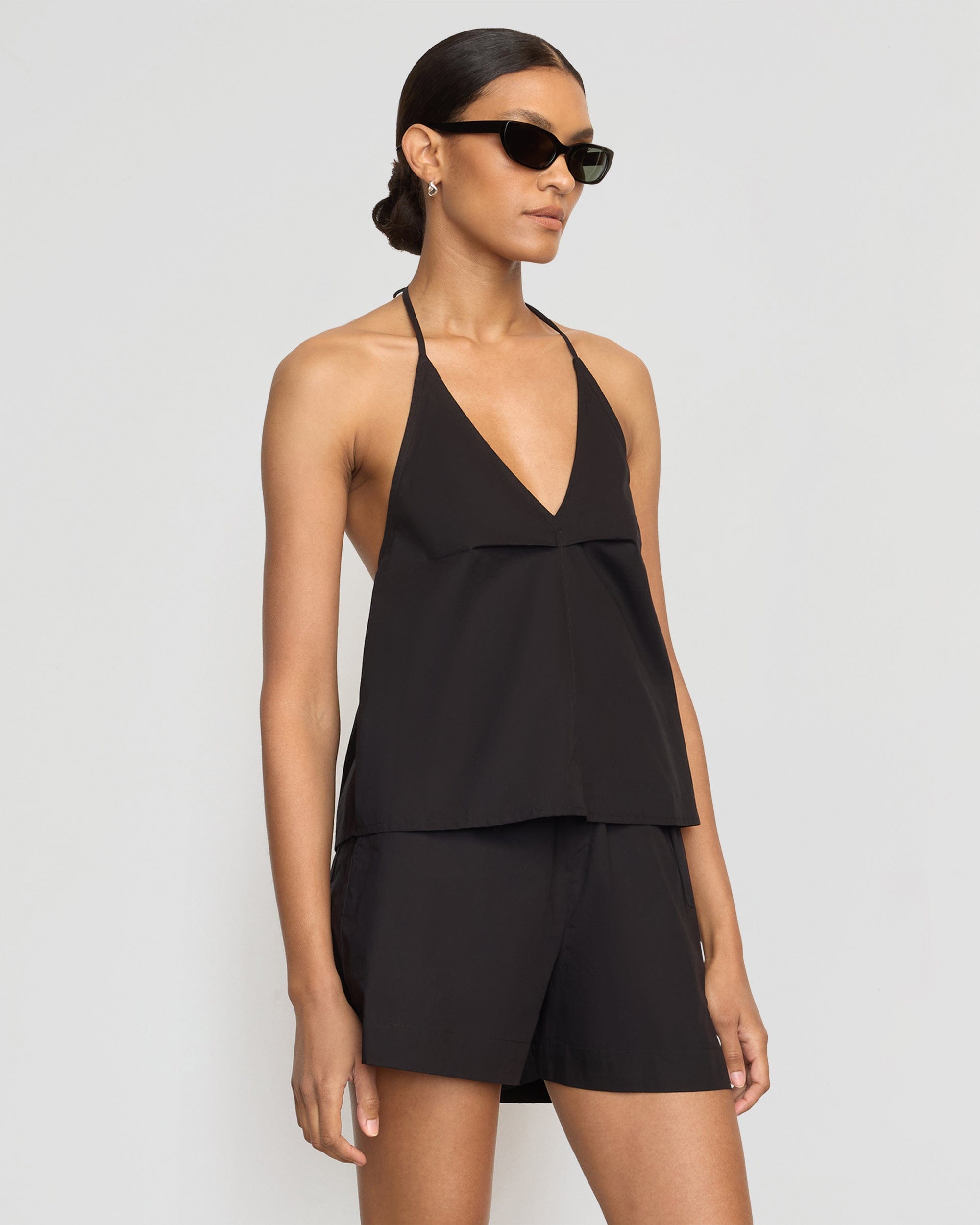 Vesna Women's Organic Cotton V-Neck Halter Top - Soft Breathable Summer Tank for Beach, Yoga & Casual Wear
