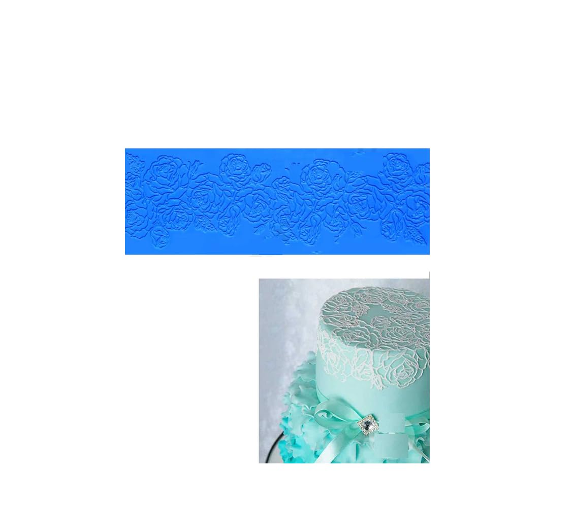 S.Han Silicone Floral Cake Border Lace Mat - Fondant Molding Tool for Cake Decorating, Baking Supplies - Perfect for Wedding Cakes, Birthday Cakes & DIY Baking Projects