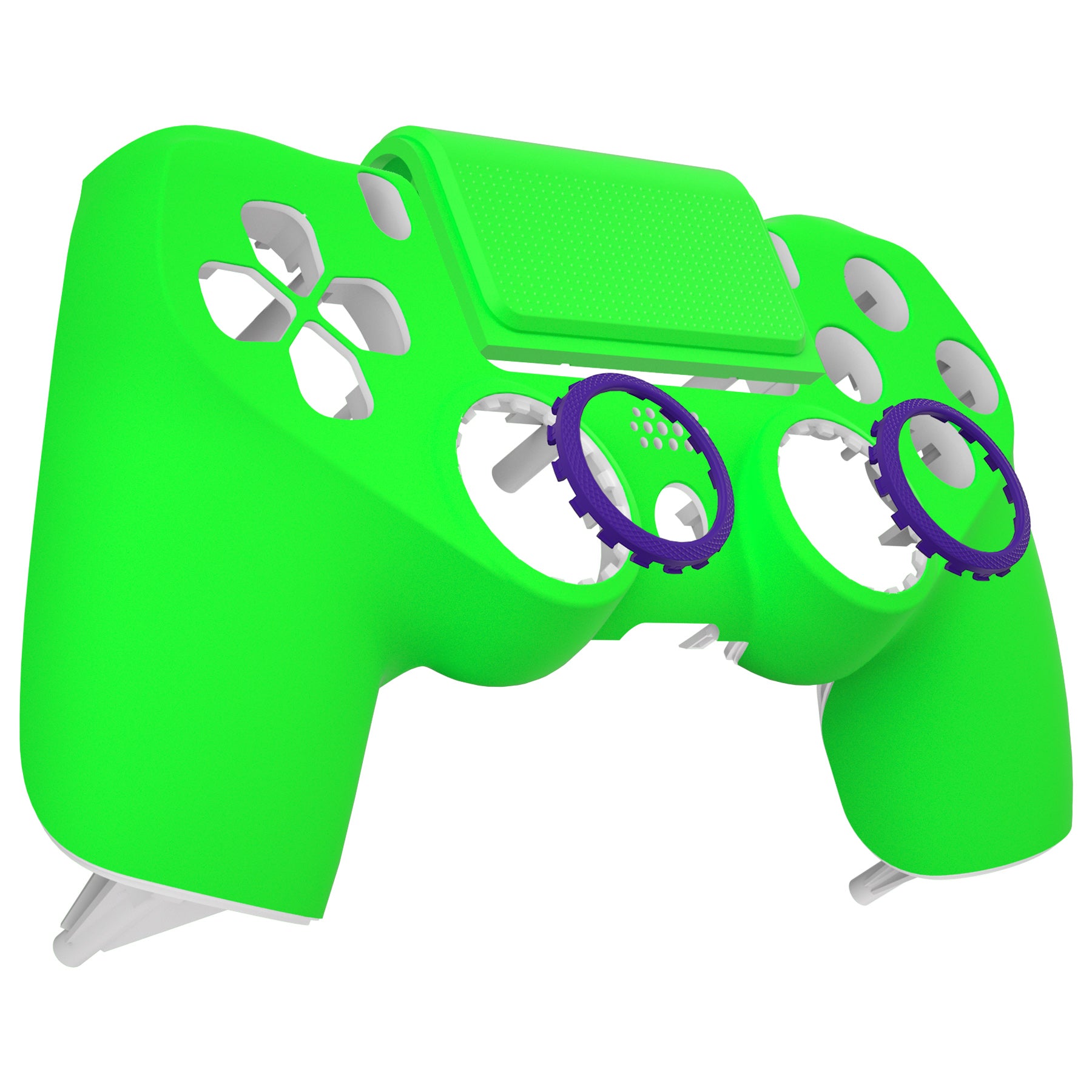 eXtremeRate Ghost Redesigned Front Housing Shell with Touch Pad - Compatible with PS4 Slim Pro Controller JDM 040/050/055 (Neon Green) - Upgrade Your Gaming Setup for Enhanced Performance & Style