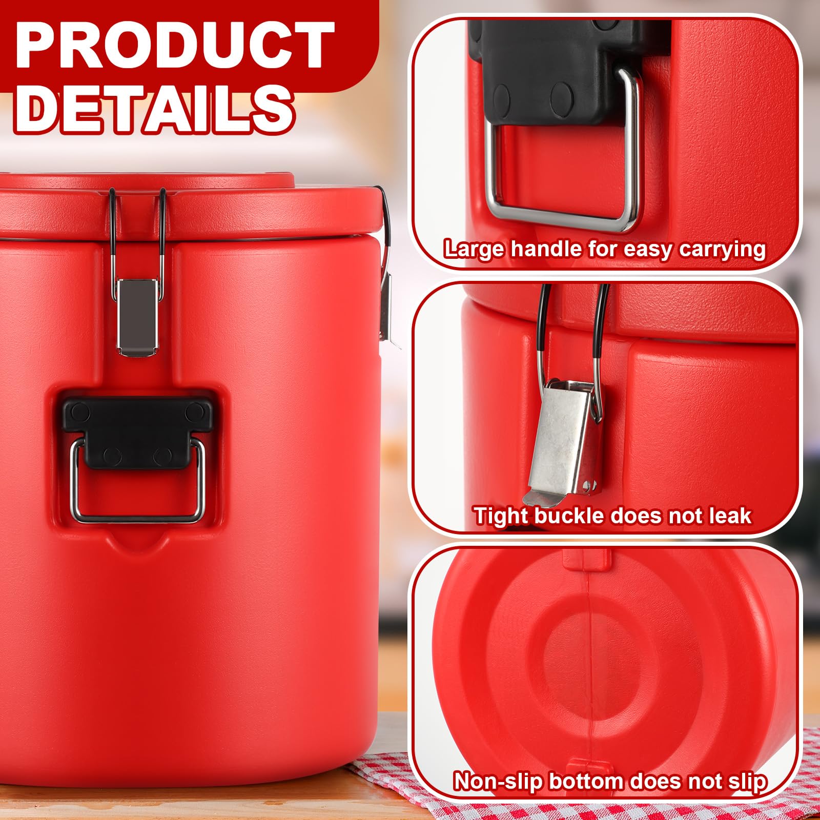 Jinei 32qt Insulated Food Warmer & Cooler Container with Spoon - Portable Commercial Hot & Cold Soup Box for Restaurants, Canteens, Home, Parties & Lunch - Perfect for Catering, Picnics, Office Meals & Outdoor Events