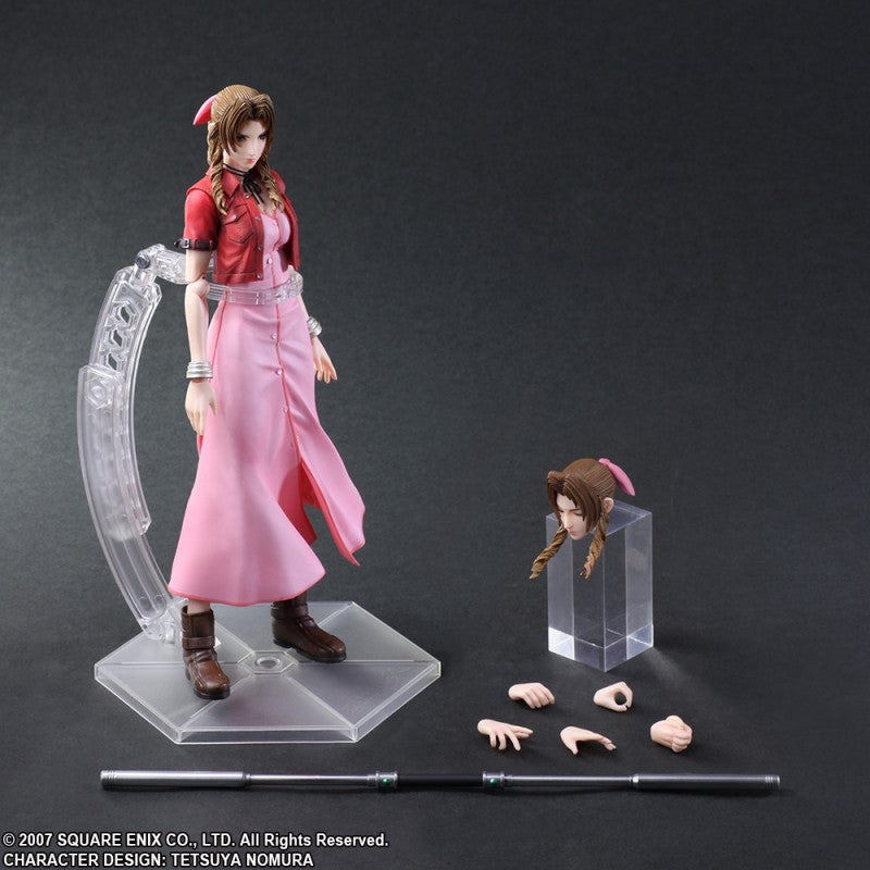 Crisis Core: Final Fantasy VII Aerith Gainsborough Play Arts Kai Action Figure - Collectible FF7 Remake Character Model for Display & Gaming Enthusiasts