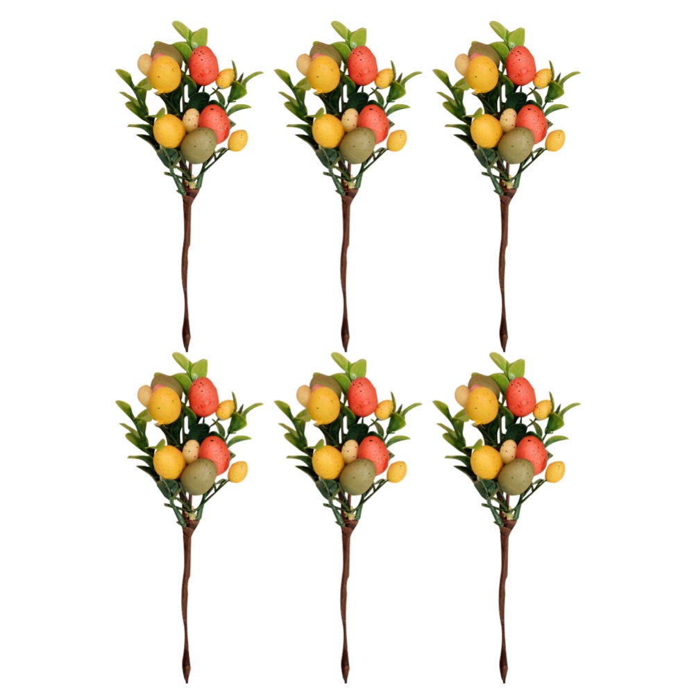 Amosfun 6-Pack Plastic Easter Egg Flower Picks - Artificial Flowers Bouquet for DIY Crafts, Home Decor, Wedding Centerpieces - Perfect for Spring Photography Props & Easter Party Decorations