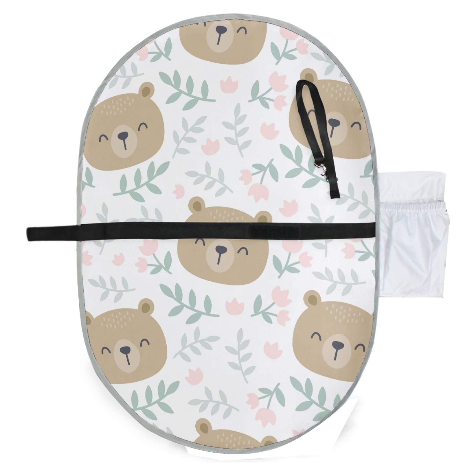 Portable Baby Changing Pad - Waterproof Travel Changing Mat for Infants, Brown Bear Design | Ideal for Diaper Changes On-the-Go, at Home & Outdoor Adventures