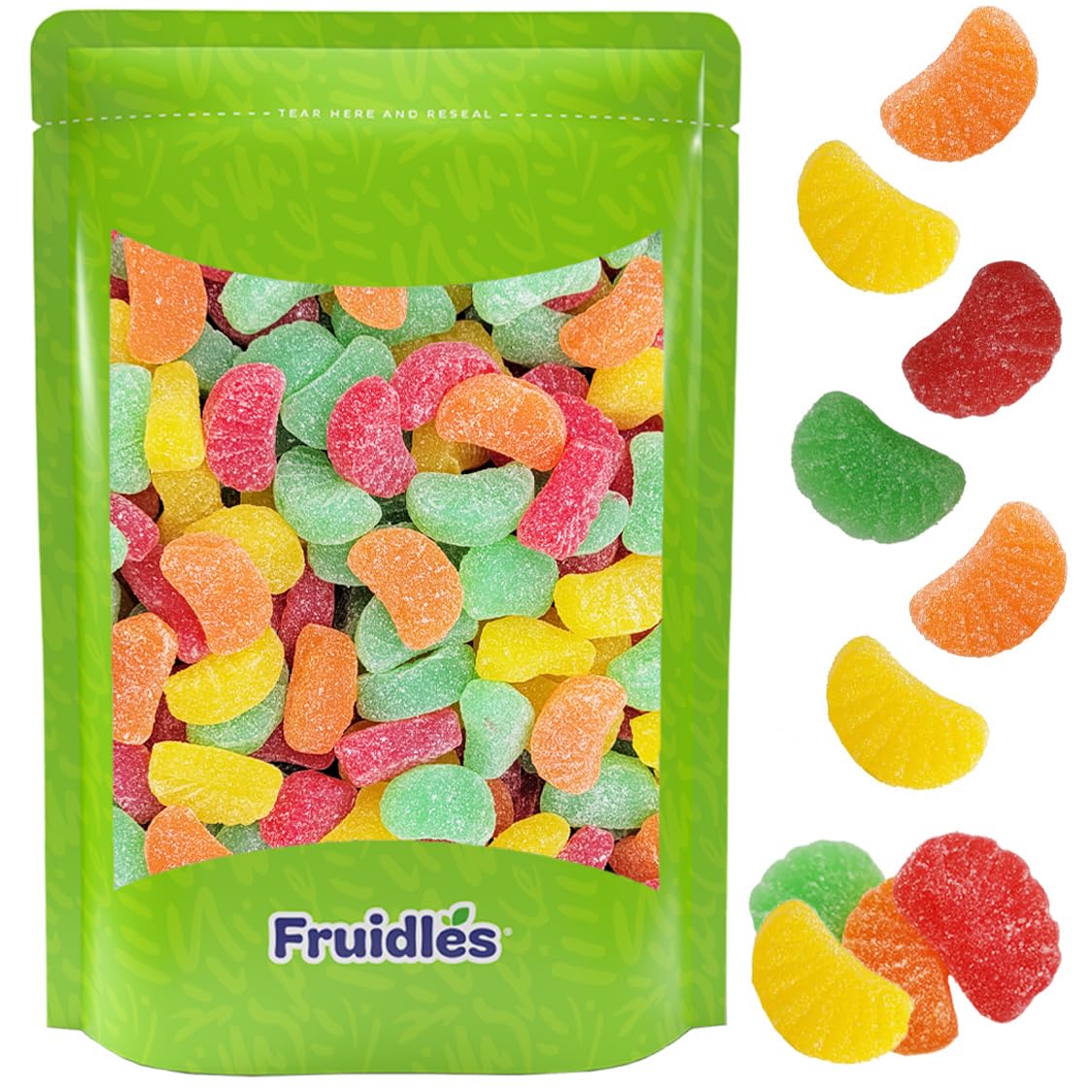 Fruidles Assorted Fruit Gummi Slices Candy - 8oz Sugar Coated Gummy Bears in Mixed Fruit Flavors | Perfect for Birthday Parties, Halloween Treats & Office Snacks