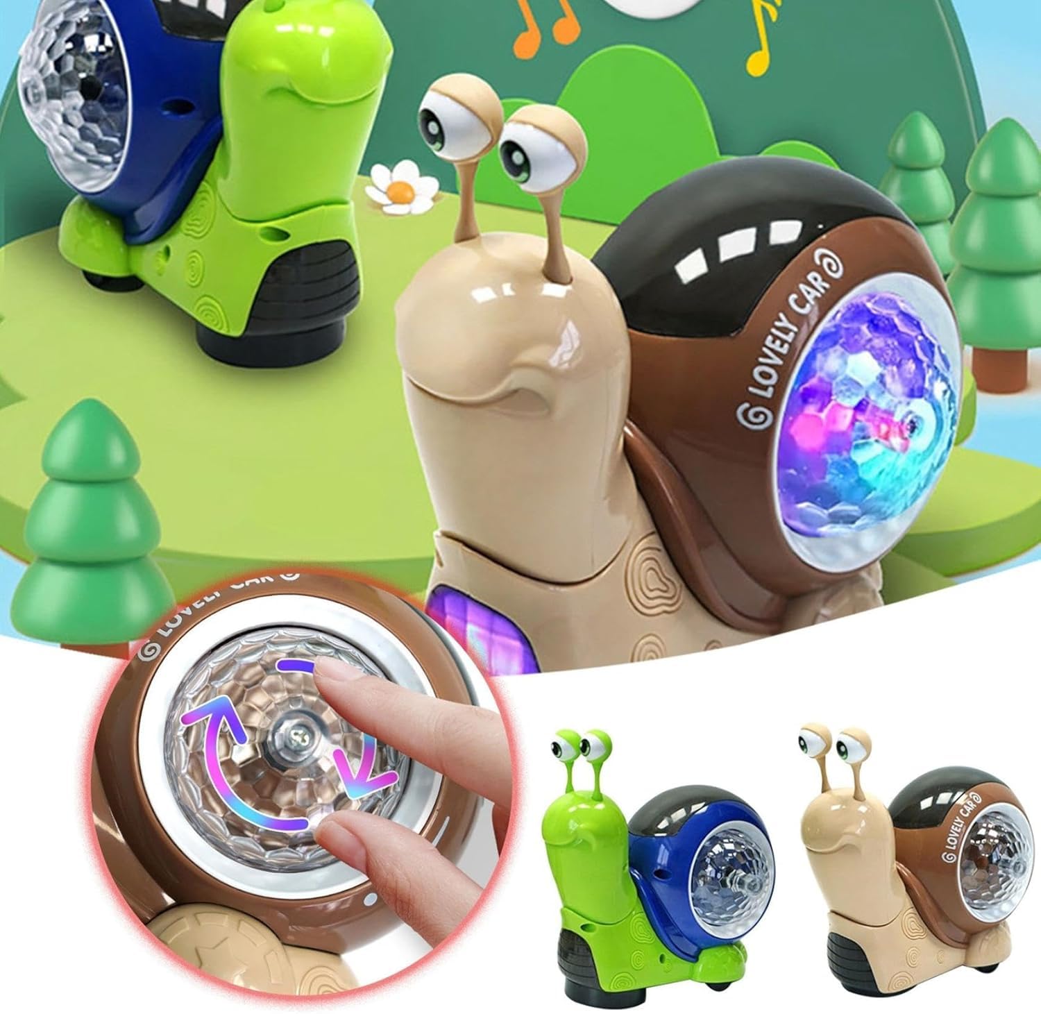 Luminous Musical Crawling Snail Toy for Babies & Toddlers - Interactive Sensory Learning Toy with Lights & Sounds - Best Christmas & Birthday Gift for Kids (Green) - Perfect for Early Childhood Development & Playtime Fun