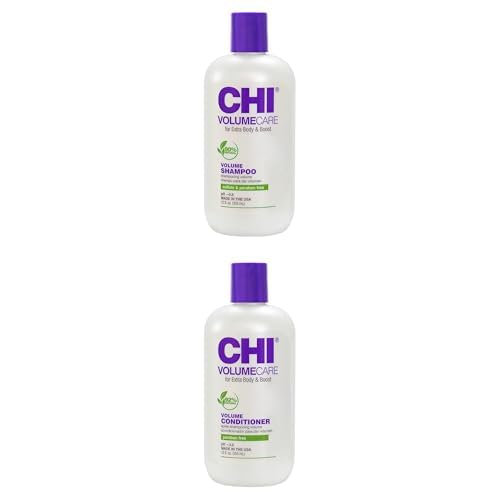 CHI VolumeCare Volumizing Shampoo & Conditioner Set - 12 Oz Each for Thin, Fine & Flat Hair | Adds Body & Volume | Perfect for Daily Hair Care & Salon-Quality Results at Home