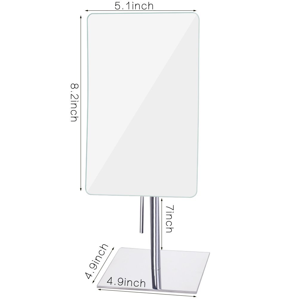 Mirror Image 82243 Minimalist Rectangular Vanity Mirror with 3X Magnification - Chrome Finish for Makeup, Grooming & Bathroom Decor