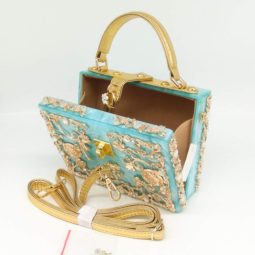 Stylish Acrylic Flower Shoulder Bag for Women - Rhinestone Evening Crossbody Purse for Parties & Events