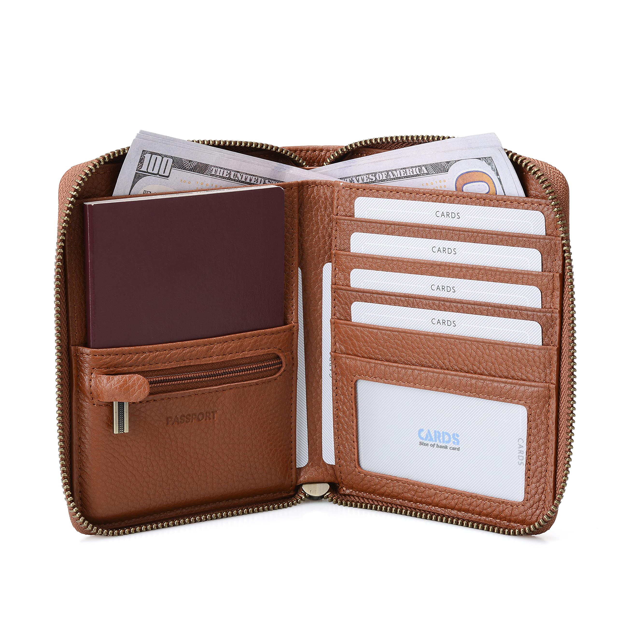RFID Blocking Slim Leather Bifold Travel Wallet for Men & Women - Holds Passport, Credit Cards & Travel Essentials | Perfect for Airports, Business Trips & Daily Use