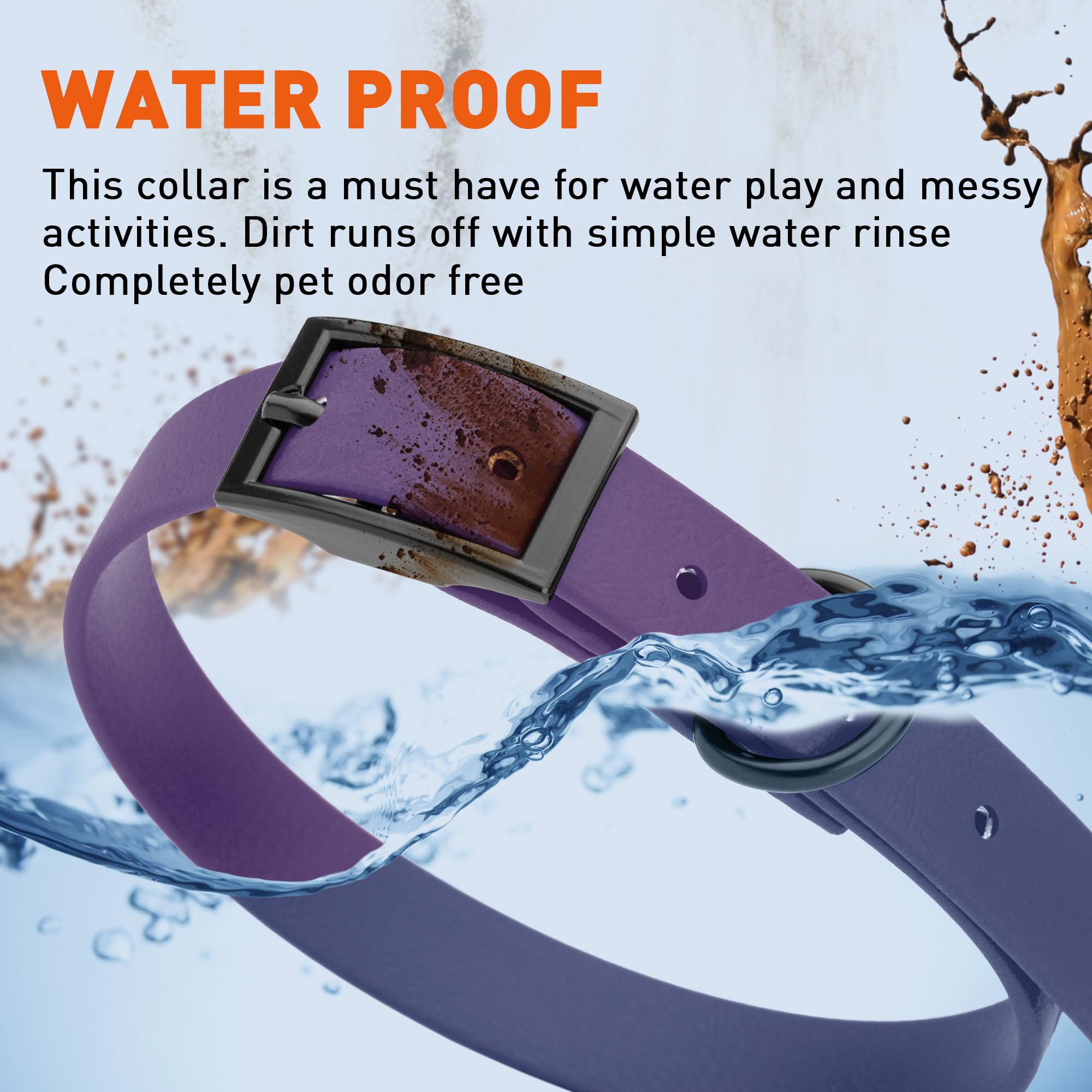 Premium Waterproof Biothane Dog Collar - Heavy Duty Coated Nylon Webbing with Black Hardware | Odor-Resistant, Easy to Clean & Low Maintenance | Perfect for Small, Medium & Large Dogs | Violet Purple | Ideal for Swimming, Hiking & Outdoor Adventures