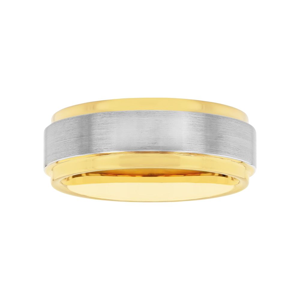 Men's Two-Tone Tungsten Wedding Band - 8mm Comfort Fit Step Edge Satin Finish Ring for Him | Durable & Scratch-Resistant Jewelry for Anniversary, Engagement & Everyday Wear