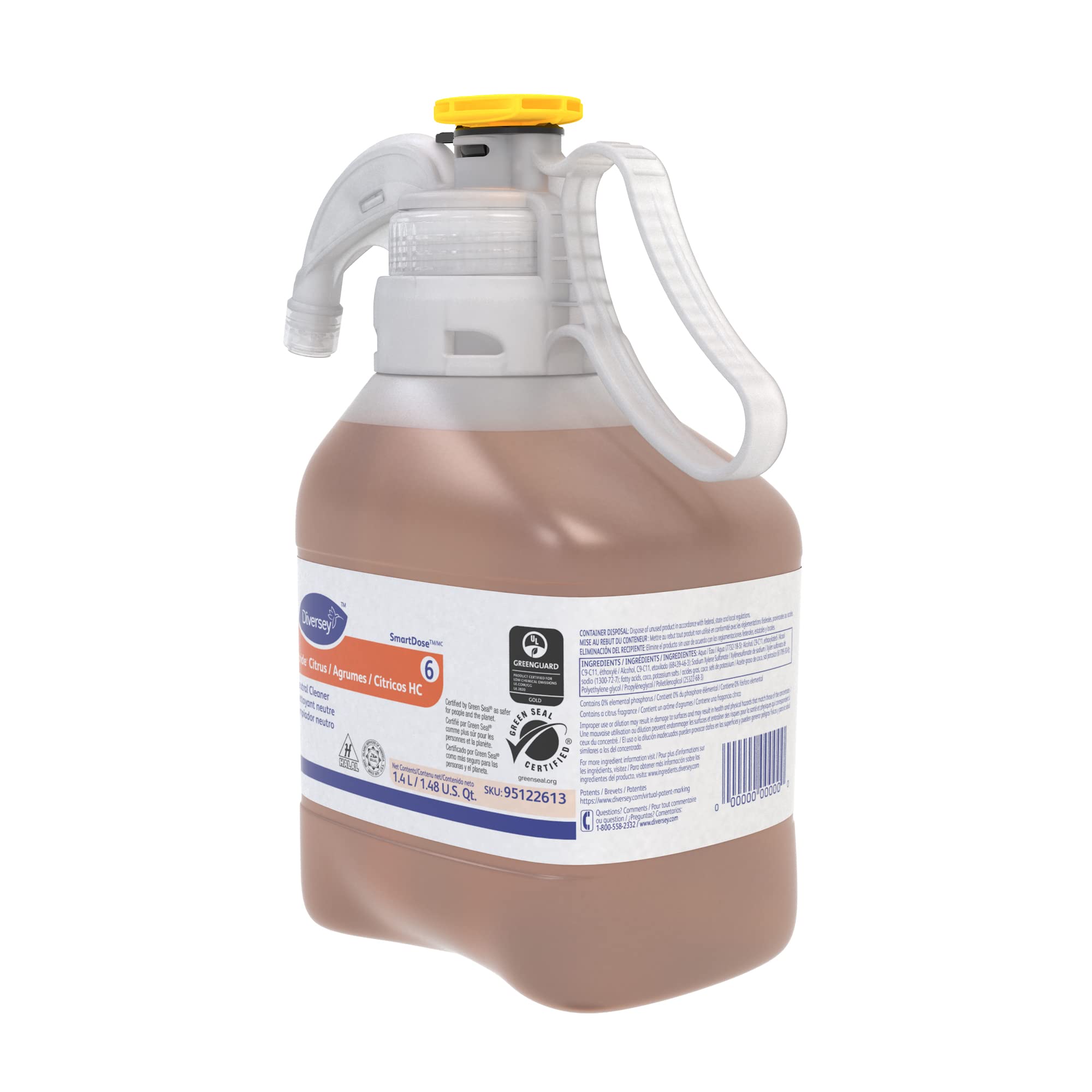 Diversey Stride Citrus HC Neutral Cleaner - Orange Scent, 1.4 Liter (2-Pack) | Commercial & Industrial Floor Cleaning | Food Service & Healthcare Facilities