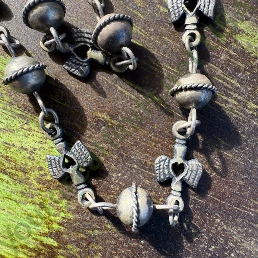 Vintage Mexico Sterling Silver Yalalag Cross Beaded Necklace - Handmade Mexican Jewelry for Women, Boho Chic Cross Pendant Necklace - Perfect for Gifts, Parties, and Everyday Wear