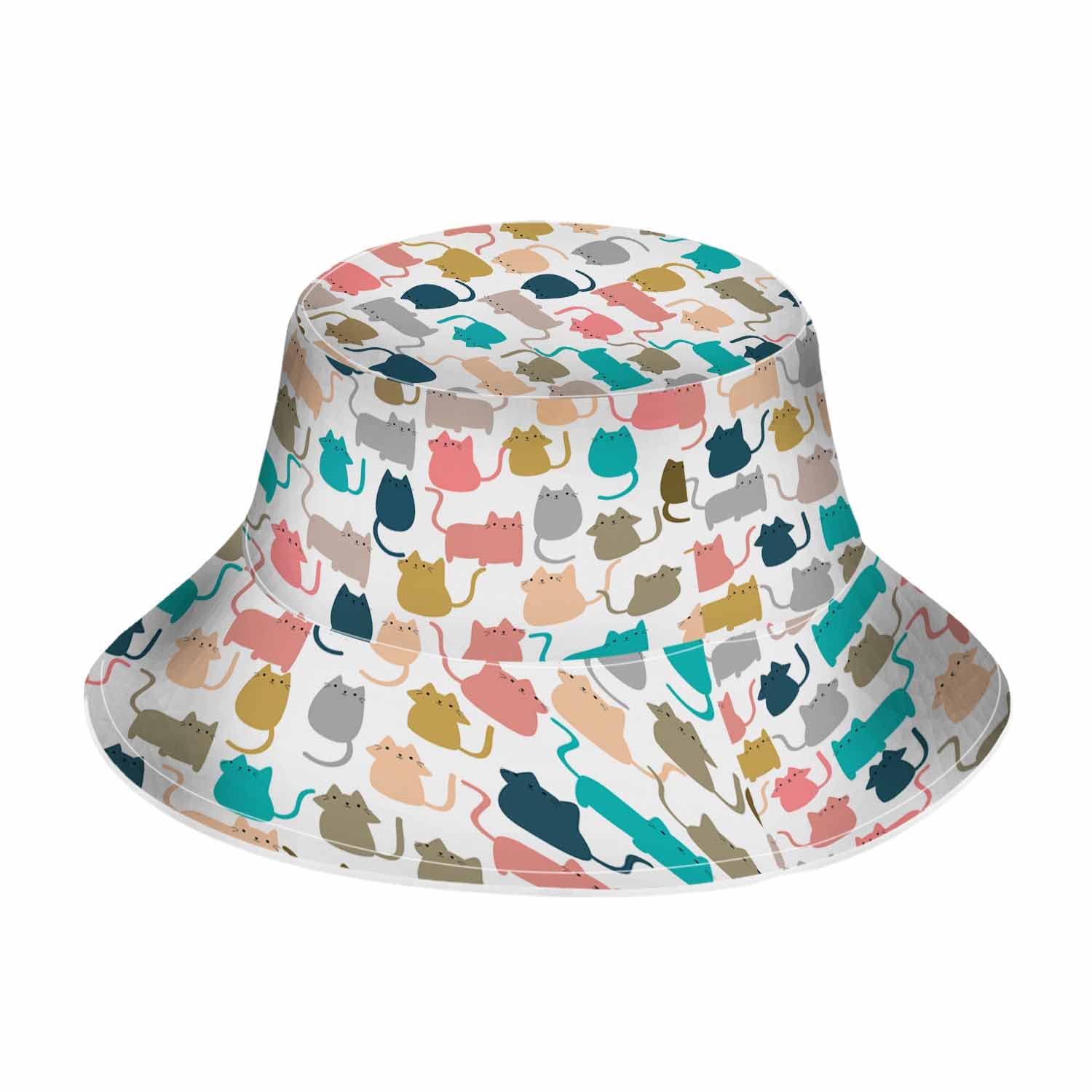 WONDERTIFY Kitty Cat Bucket Hat for Women & Men - Cute Animal Print Sun Hat for Outdoor, Beach, Festival & Summer Fashion