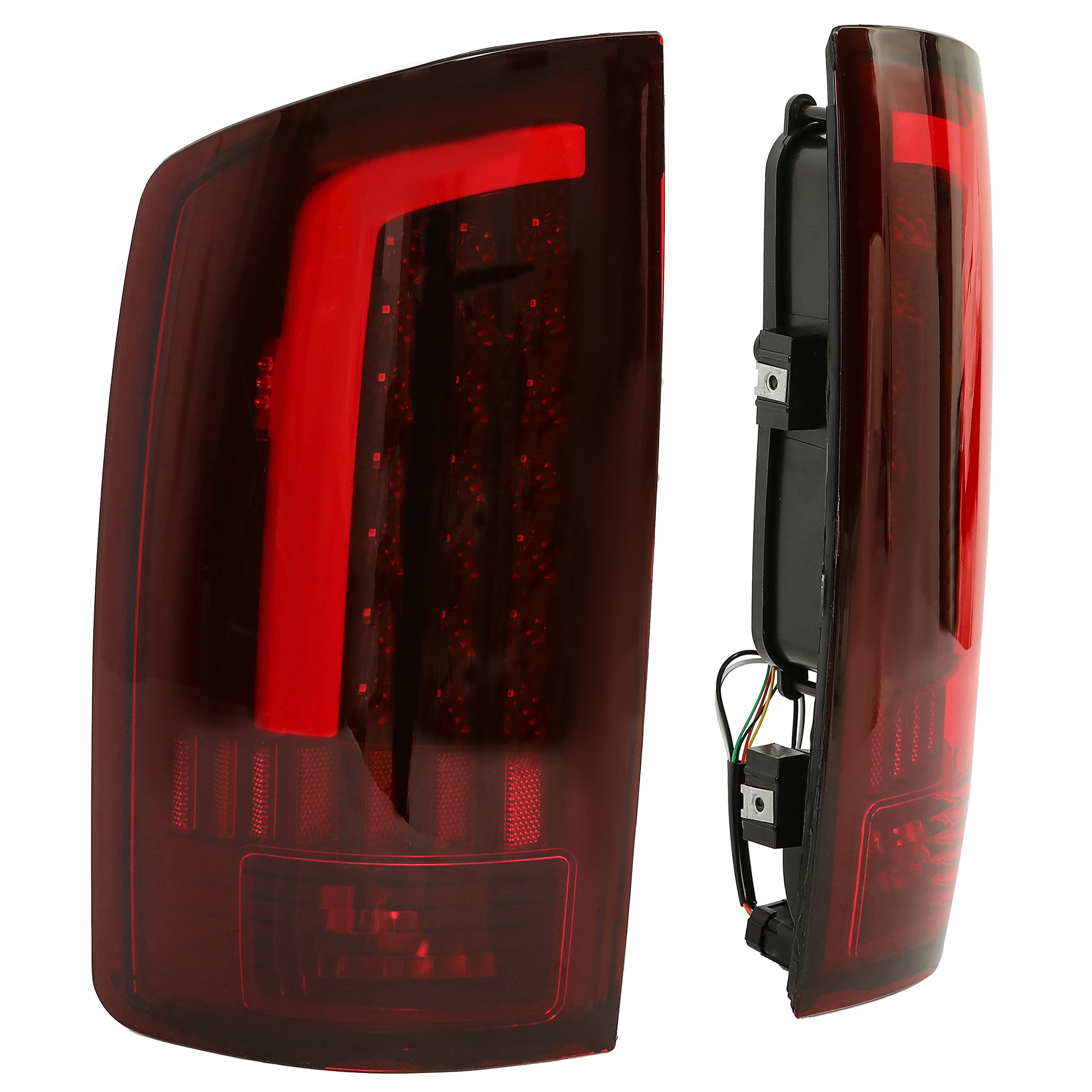 HECASA LED Tail Lights Assembly for 2002-2006 Dodge Ram 1500/2500/3500 - Red Lens Chrome Housing LED Tube Bar Rear Brake Turn Signal Lamps (Pair) | Upgrade Your Truck's Style & Safety for Night Driving & Towing