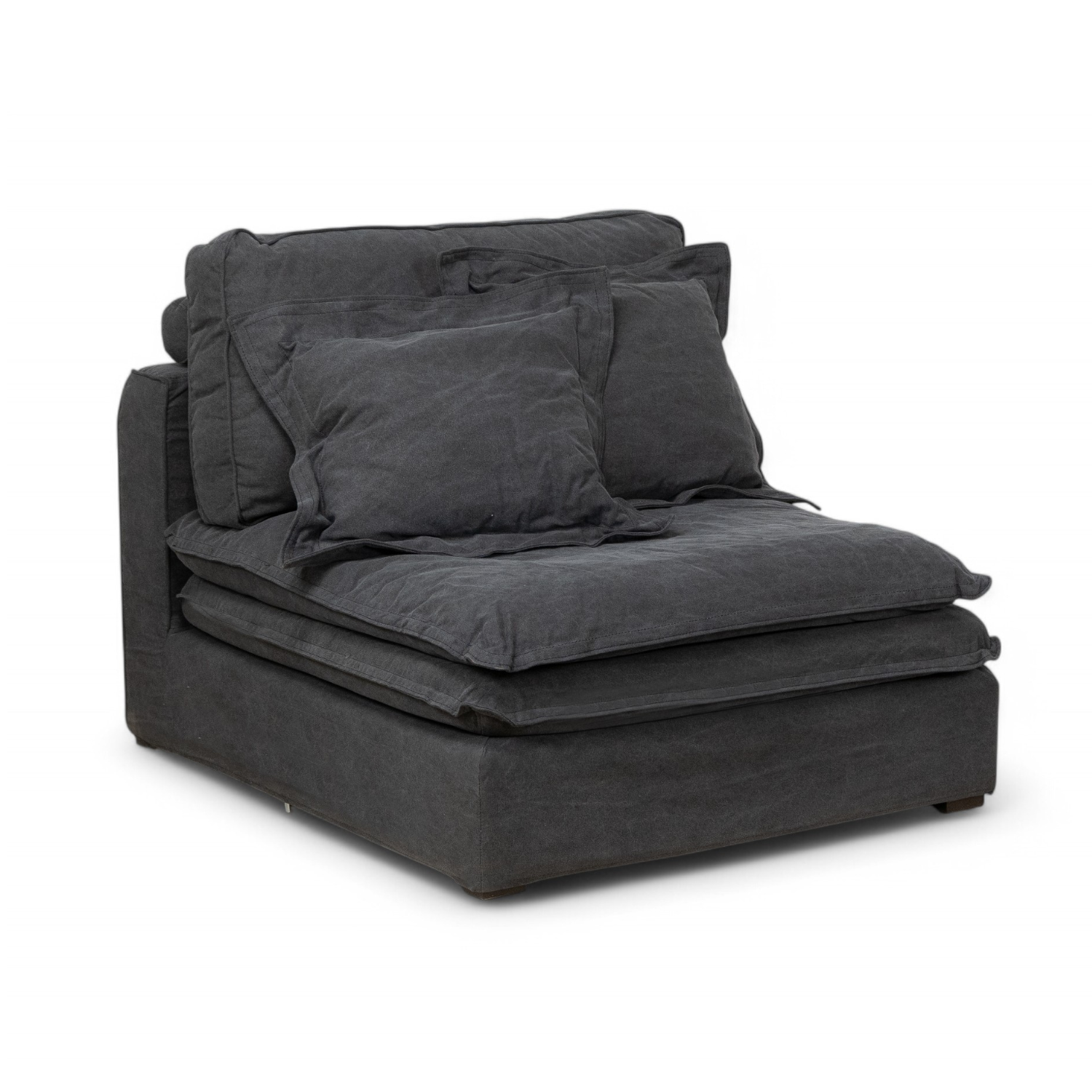 Santa Monica Vintage Charcoal Slipcover Armless Sofa - Modern Sectional Couch Cover for Living Room, Apartment & Dorm Decor