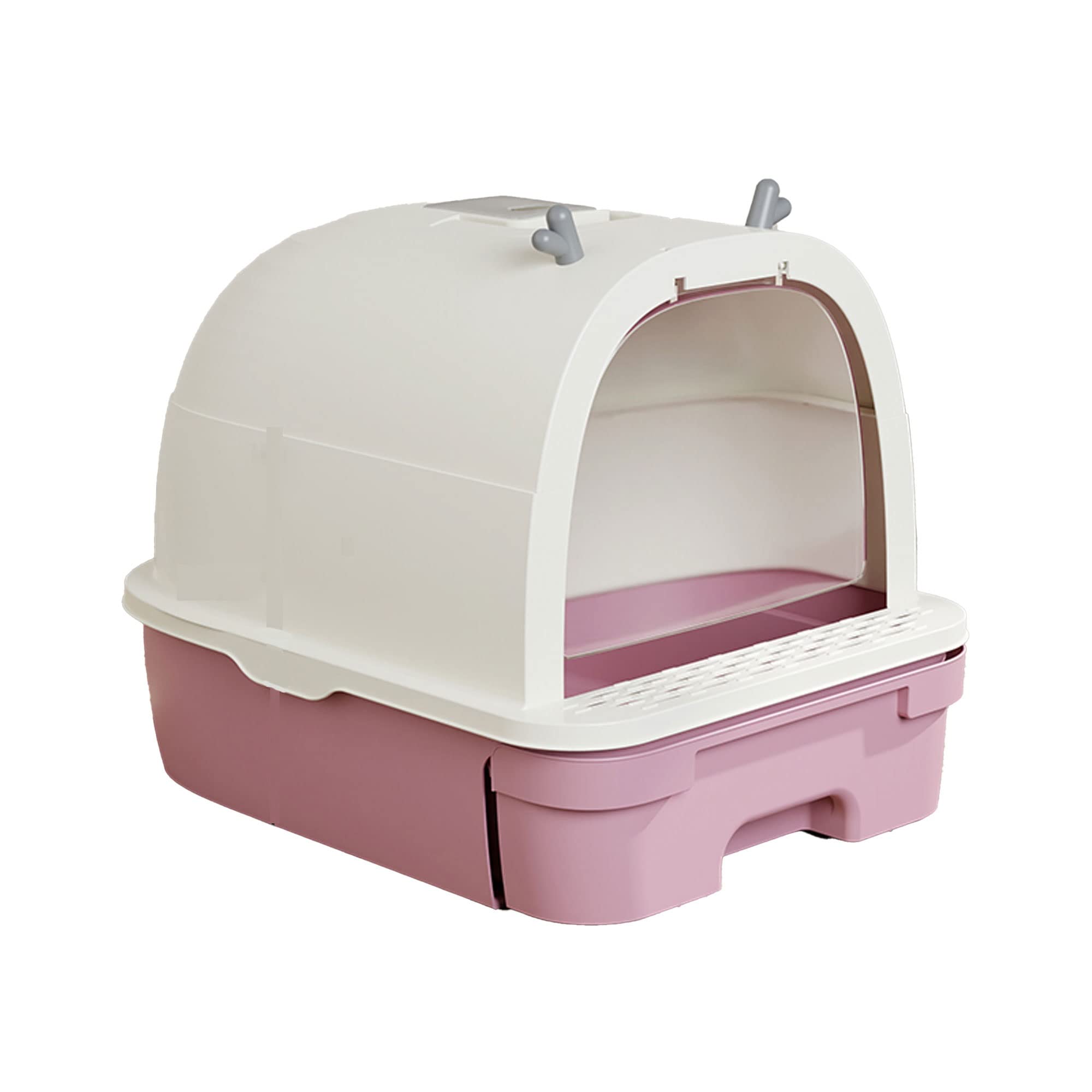 Self Cleaning Cat Litter Box for Large Cats up to 33lbs - Fully Enclosed Odor Control with Automatic Drawer - Cherry Blossom Pink Covered Litter Box - Perfect for Home, Apartment & Multi-Cat Households