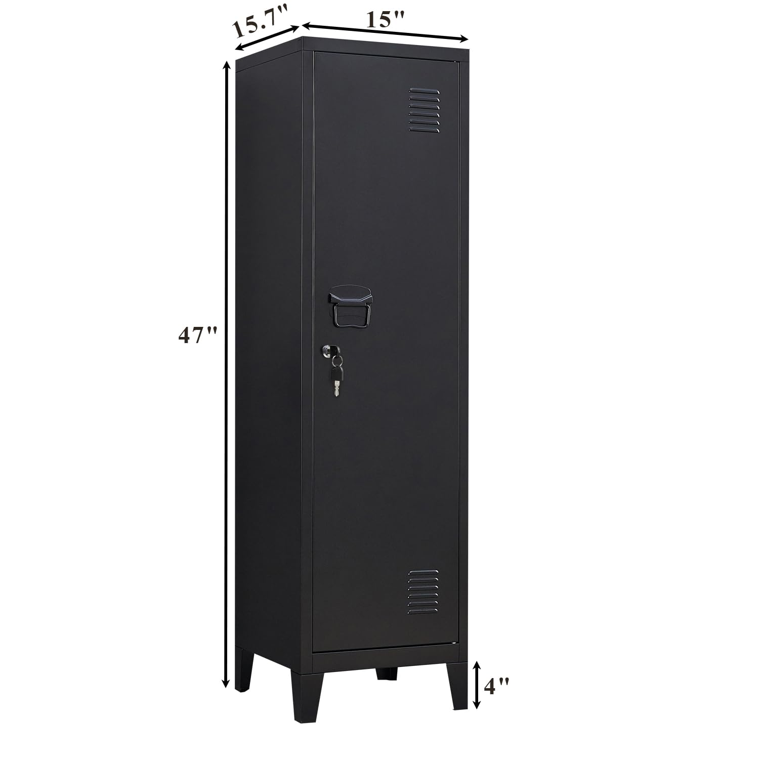 Metal Locker with Doors & Shelves - Secure Storage Cabinet for Small Spaces | Office, Garage, School & Gym Use | Employee & Personal Lockable Storage Solution