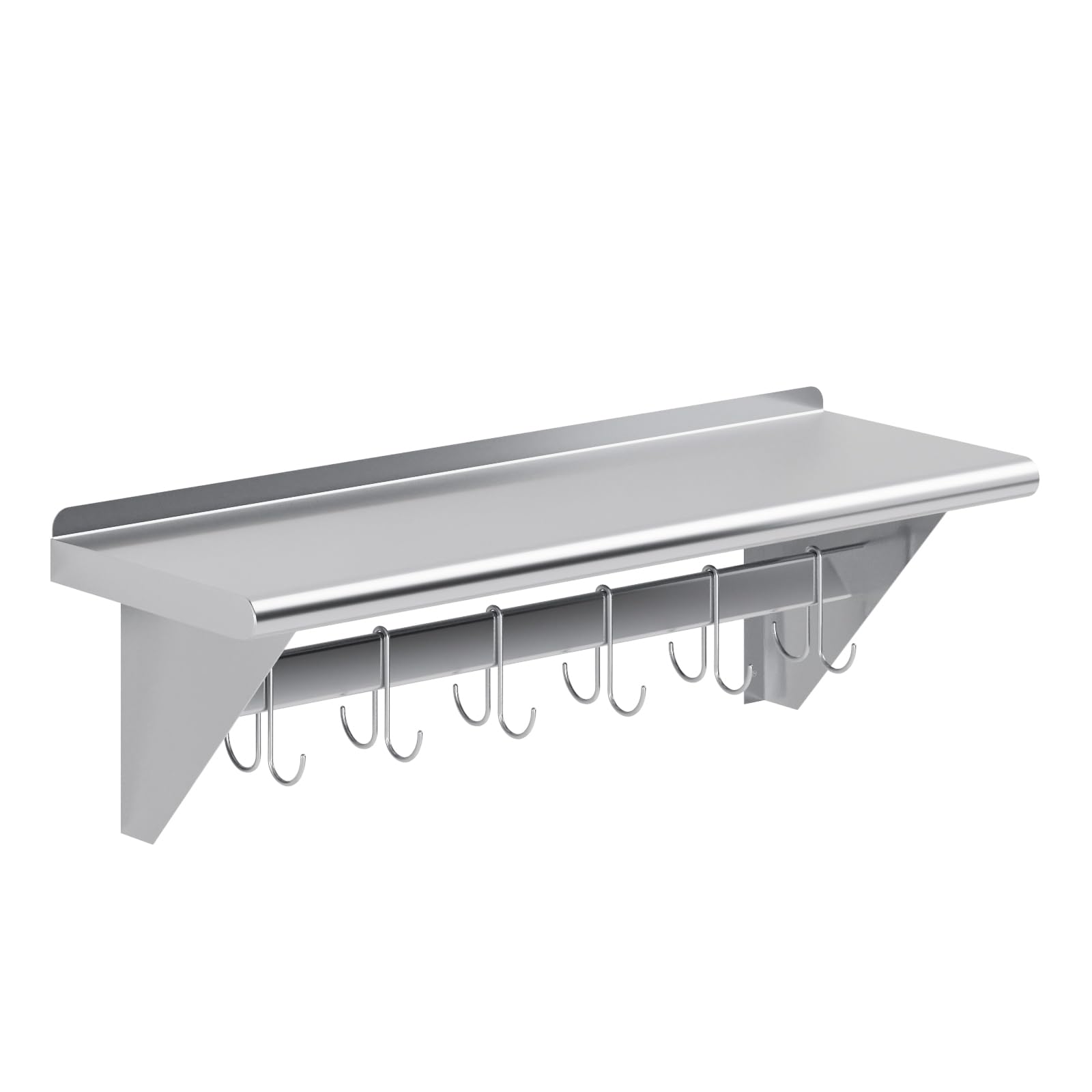 AmGood 36 Inch Long 12 Inch Deep Stainless Steel Wall Mounted Pot Rack with Shelf | NSF Certified | Kitchen Organization & Space Saving Storage for Cookware, Utensils & Spices