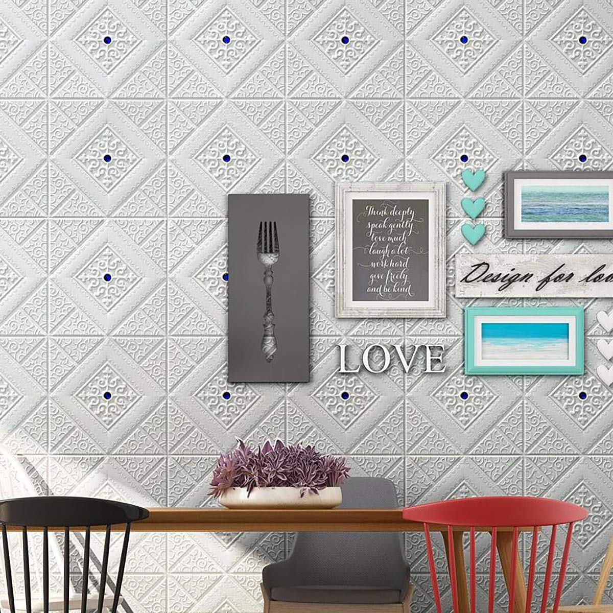 3D Brick Peel and Stick Wallpaper - 27.56x27.56 Inch Self-Adhesive PE Foam Wall Panels, Waterproof & Removable Wall Stickers for Bedroom, Living Room, Kitchen Decor - Green Rhinestone Accent - Easy DIY Home Improvement & Apartment Renovation