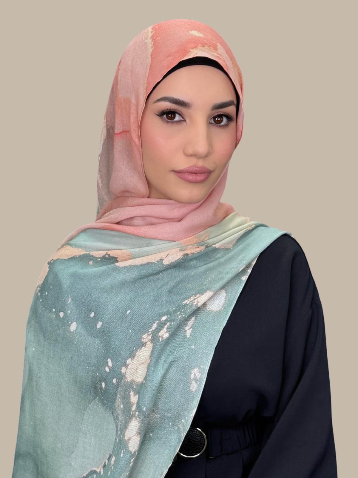 Print Modal Hijab Sedona Sage - Soft & Breathable Muslim Headscarf for Women - Perfect for Daily Wear, Prayer & Outdoor Activities