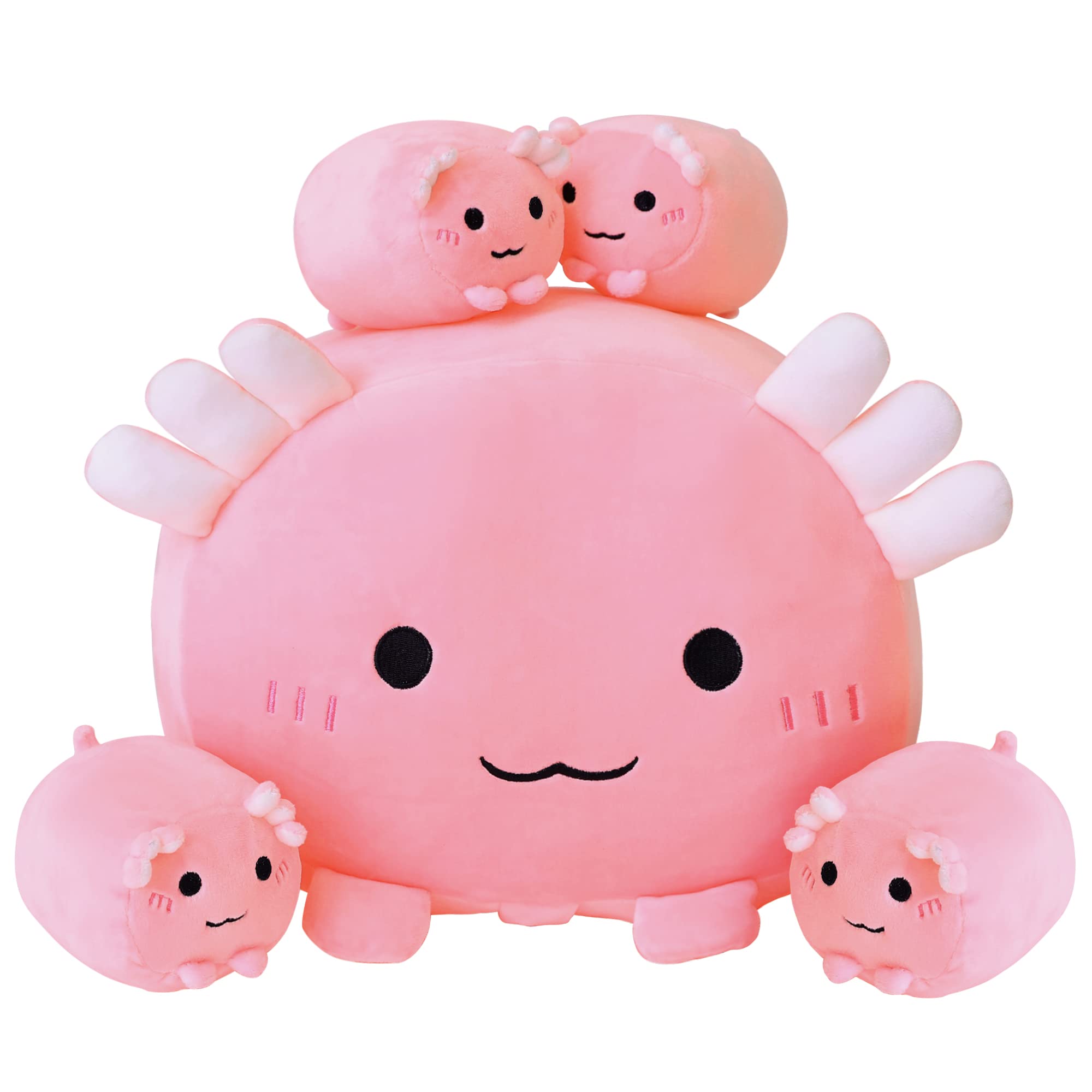 SQEQE Axolotl Plush Stuffed Animal Toy - Adorable Pink Salamander Pillow with 4 Baby Axolotls in Tummy, Perfect Gift for Girls & Kids | Cute Nursery Decor, Birthday Present, Comfort Toy for Bedtime & Playtime