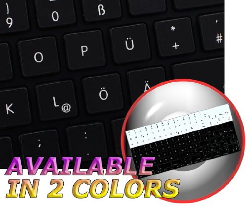 German Keyboard Stickers for Mac - Non-Transparent Black Background Labels for Desktop, Laptop & Notebook Computers | Perfect for Typing in German on Apple Devices