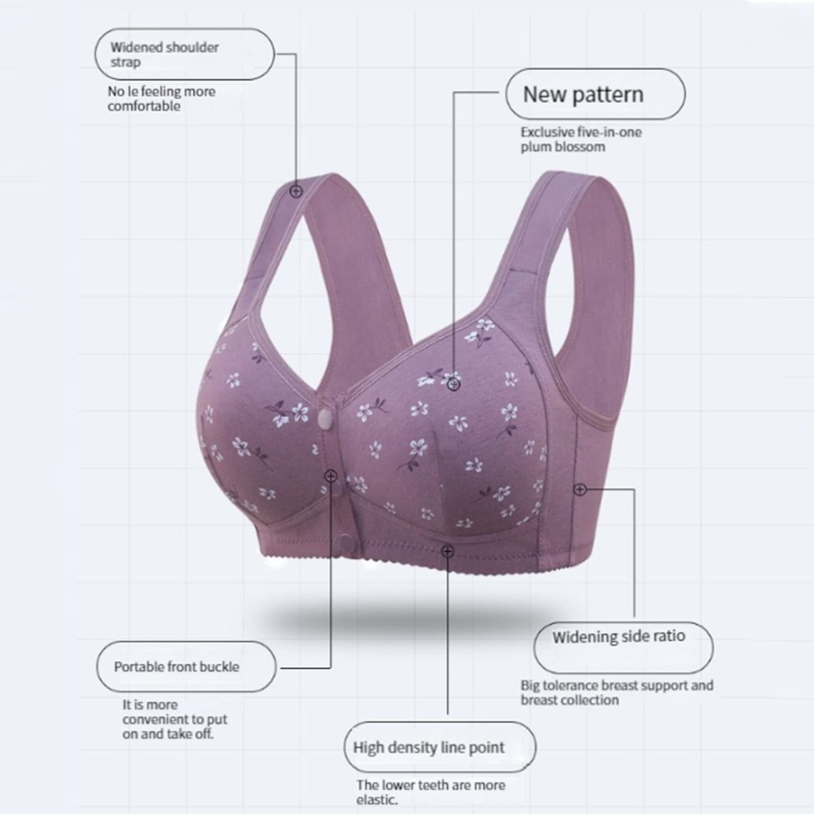 Women's Seamless Front Close Cotton Sports Bra - Full Support Wireless Comfort for Yoga, Gym & Everyday Wear - Black