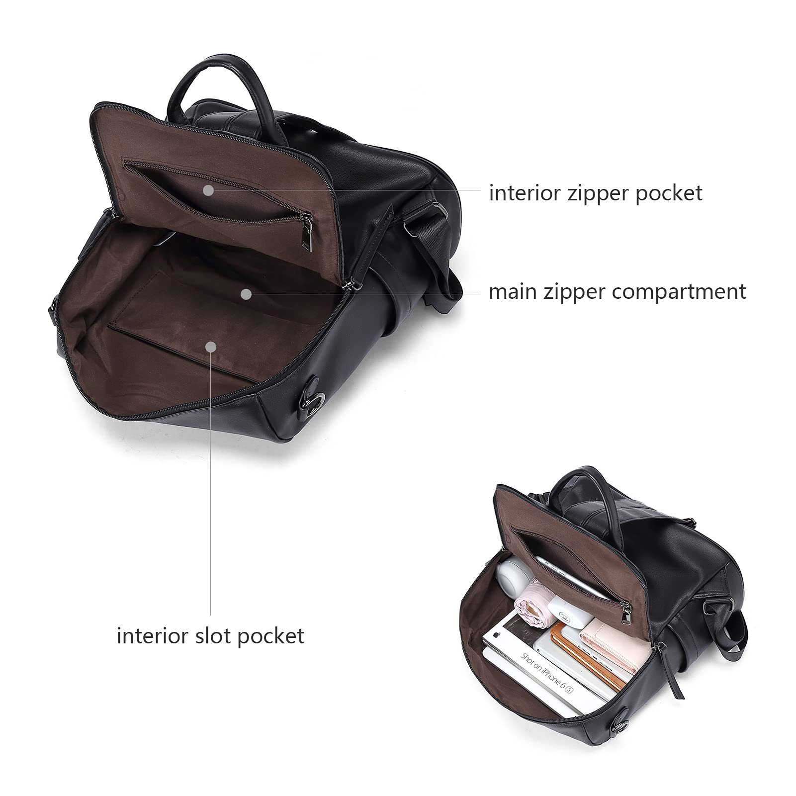 BROMEN Women's Fashion Leather Backpack Purse - Large Designer Travel Shoulder Bag for Work, Commute & Weekend Getaways