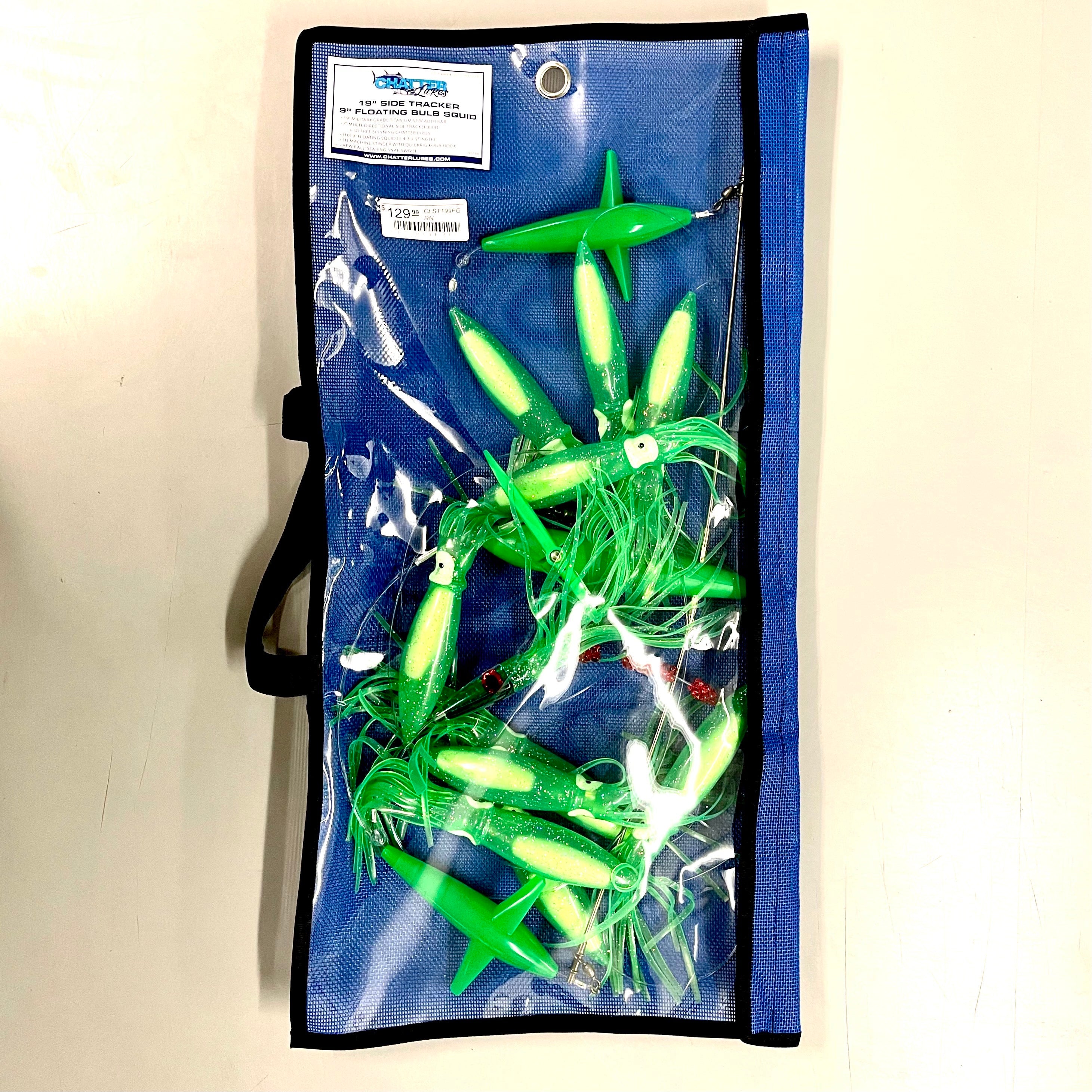 Chatter Lures 19 Side Tracker Spreader Bar with 9 Floating Squids - Saltwater Trolling Lures for Offshore Fishing | Perfect for Deep Sea Tuna, Marlin and Mahi Mahi Hunting