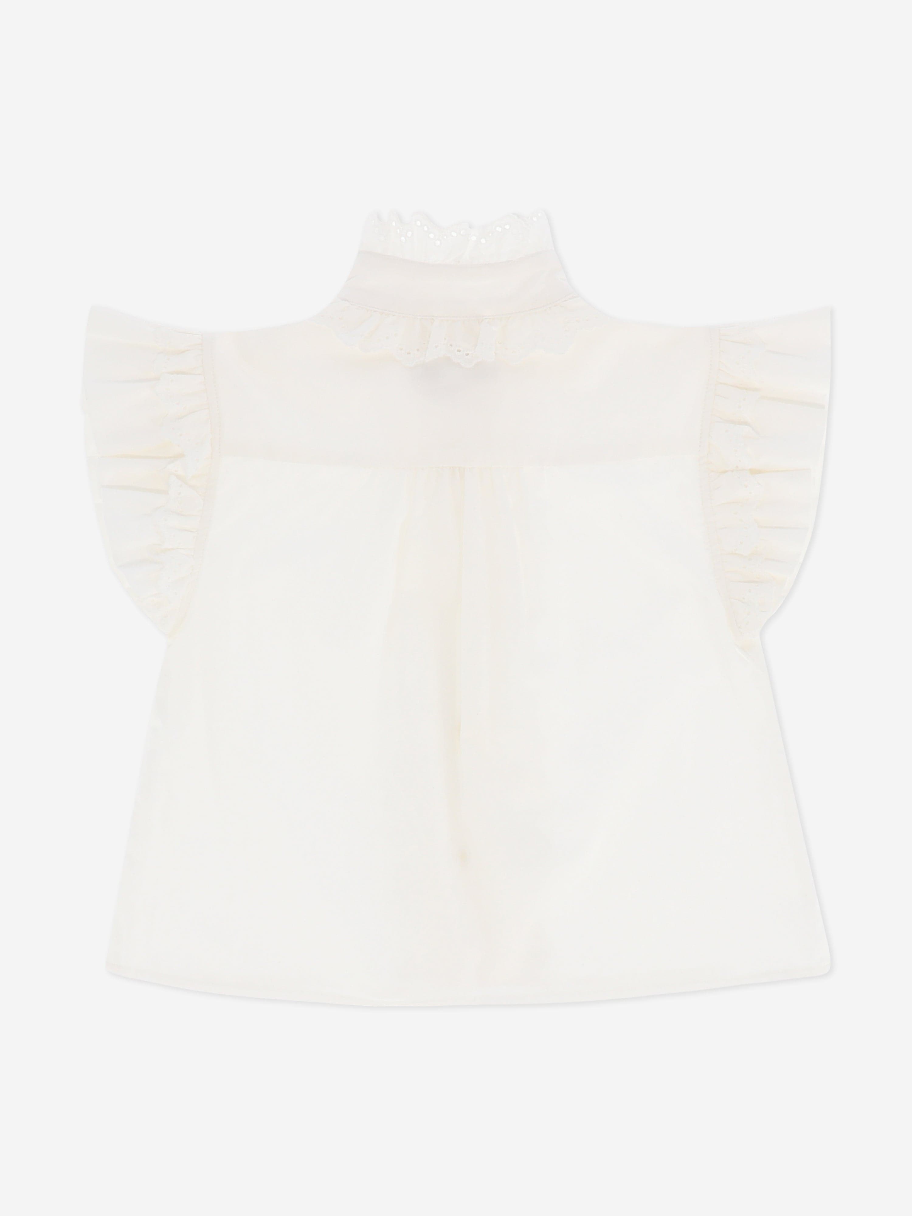 Angels Face Girls Neo Frill Blouse - White Cotton Ruffle Top for Toddler & Kids | Perfect for Birthday Parties, School Photos & Special Occasions